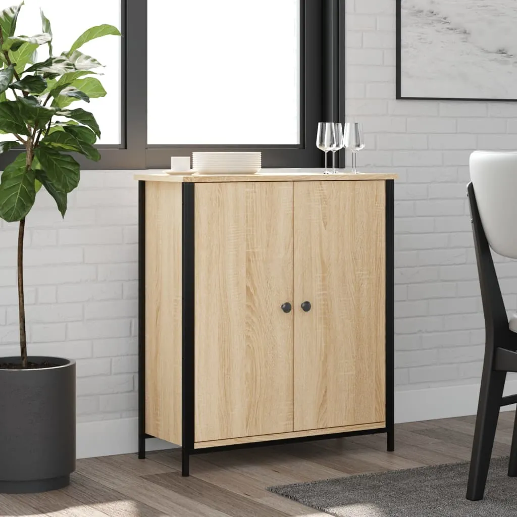 Sideboard 70x30x80 cm Sonoma-Eiche aus Holzwerkstoff und Stahl