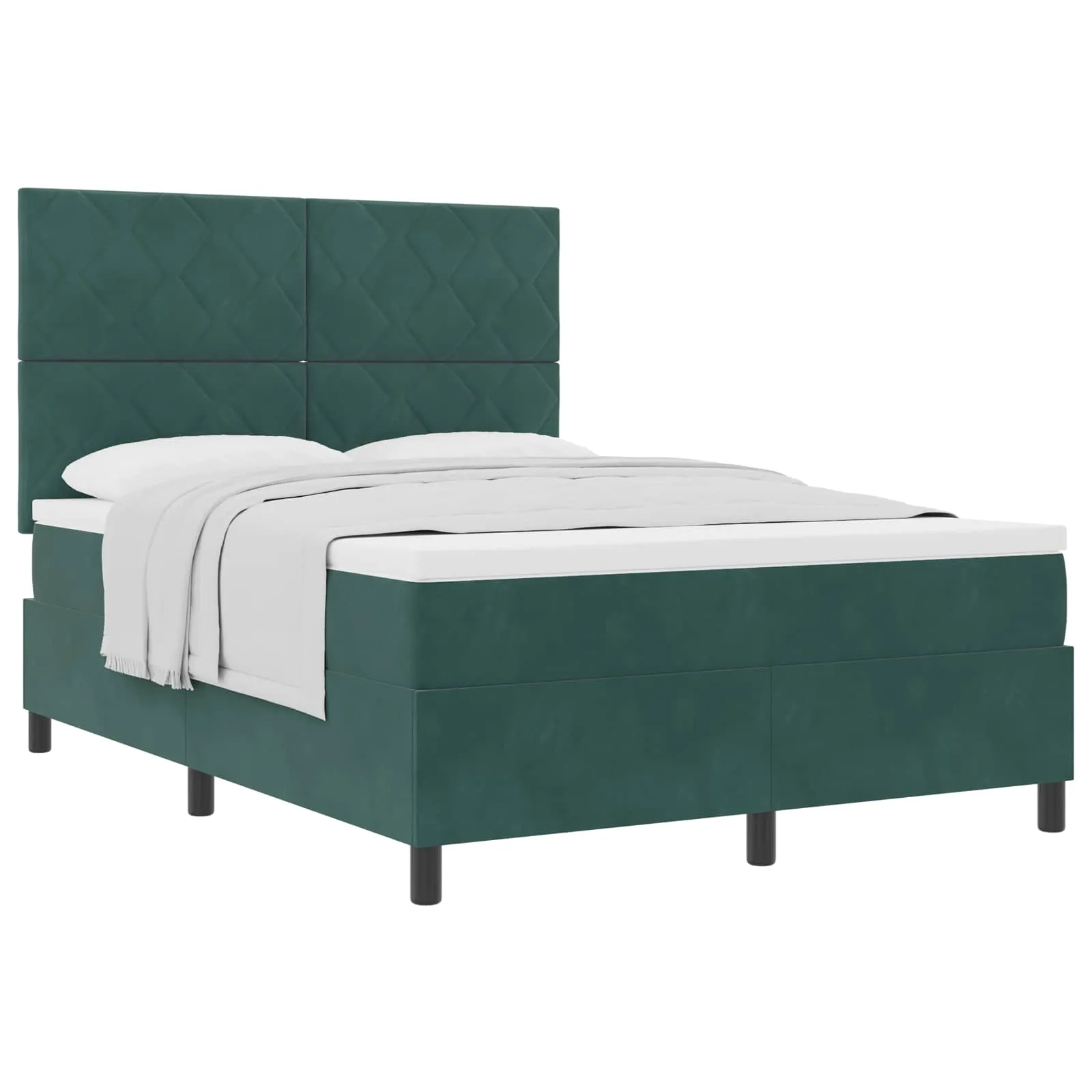 Boxspringbett 140x190 cm Kiefernholz Dunkelgrün verstellbares Kopfteil