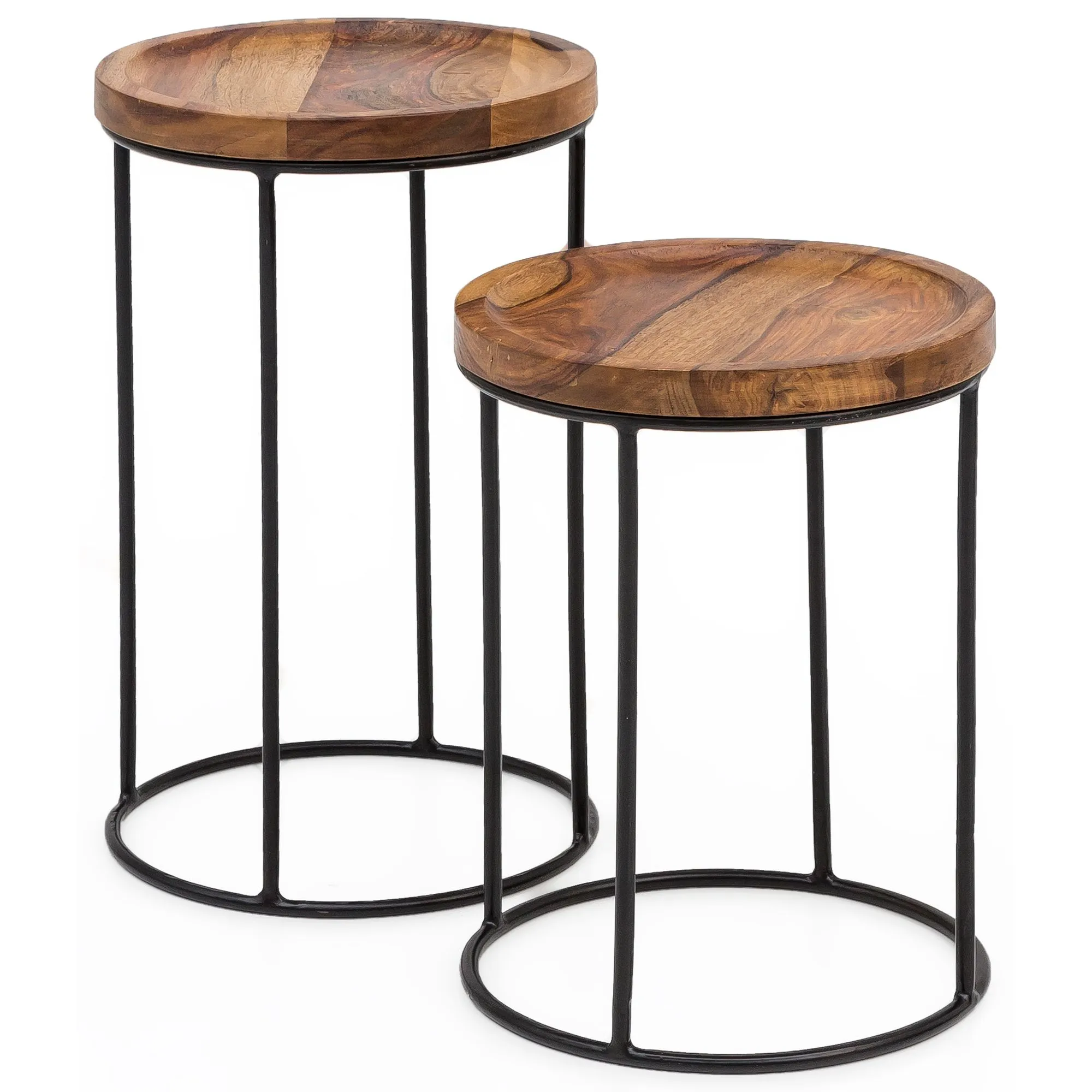 Wohnling Design Satztisch WL5.661 Sheesham Metall Beistelltisch 2er Set Klein Wohnling Design Satztisch WL5.661 Sheesham Metall Beistelltisch 2er Set Klein