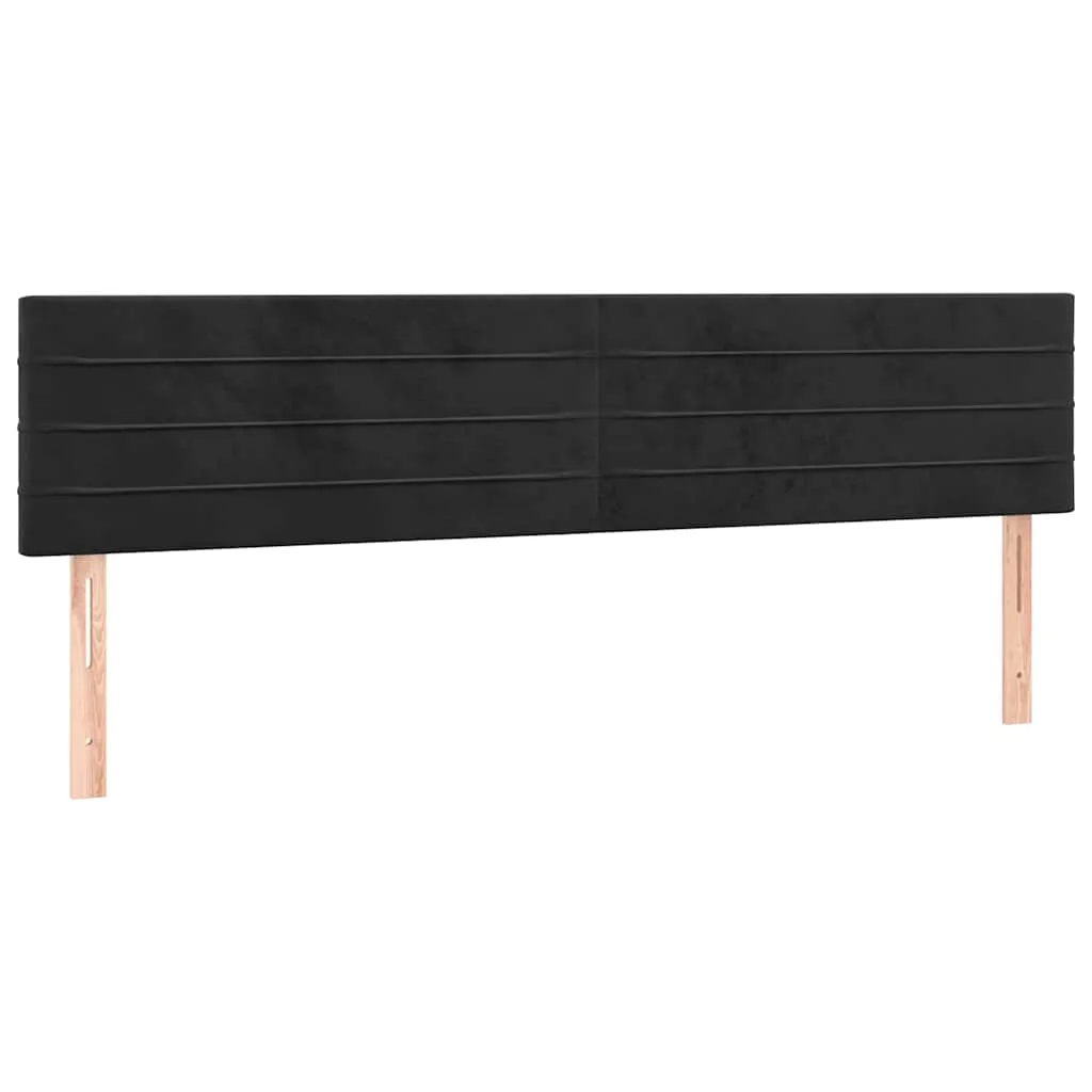 Boxspringbett aus Samt mit LED-Leiste, Matratze, 200x200 cm, Schwarz
