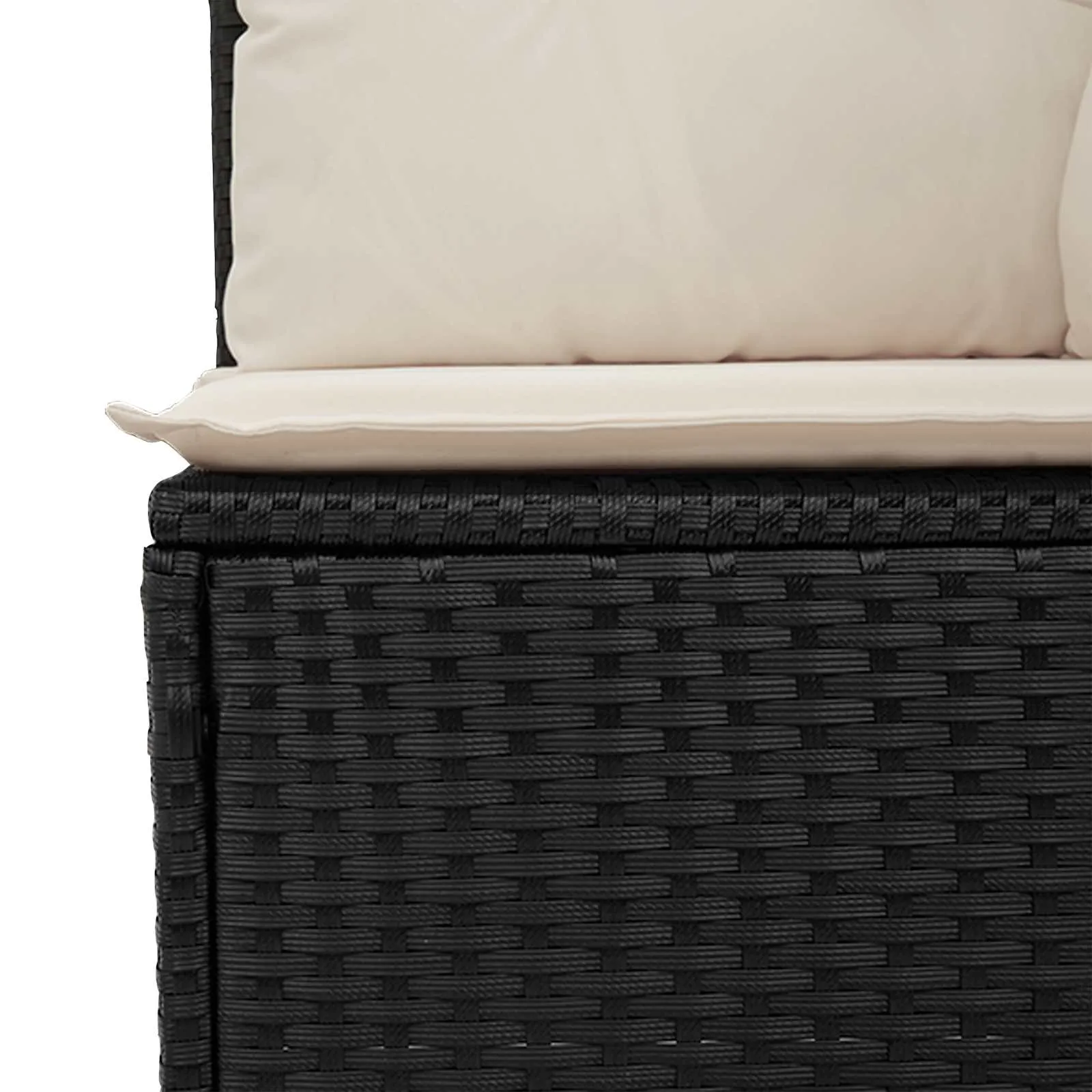 Liege-Gartenbank Poly-Rattan Schwarz und Cremeweiß für 2 Personen