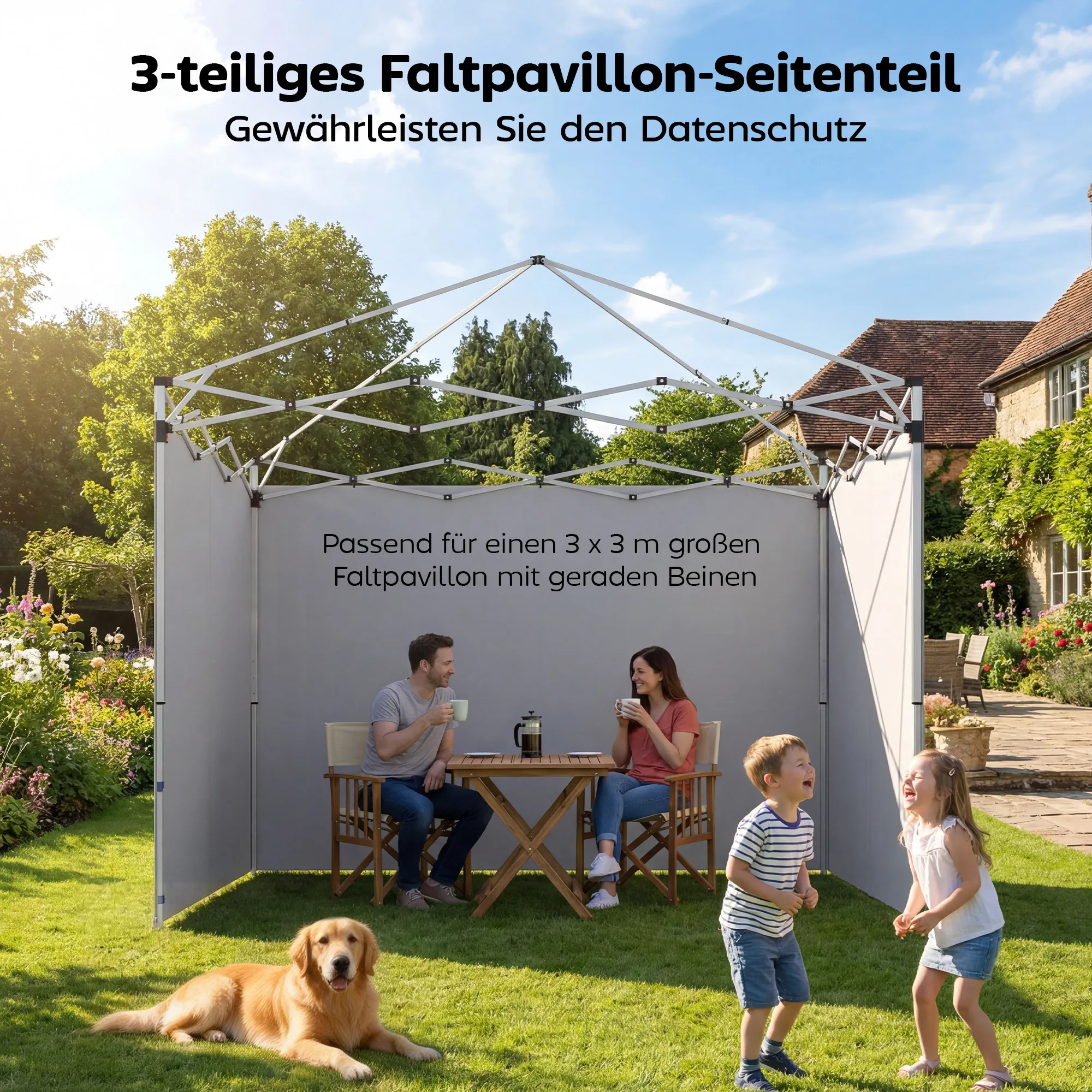 Seitenwände für 3x3m Gazebo Dunkelblau 3-teilig