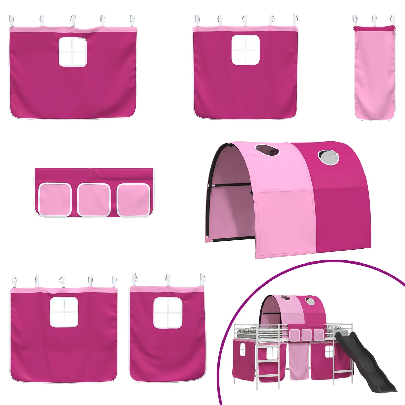 Kinder-Etagenbett 90 x 200 cm Weiß und Rosa