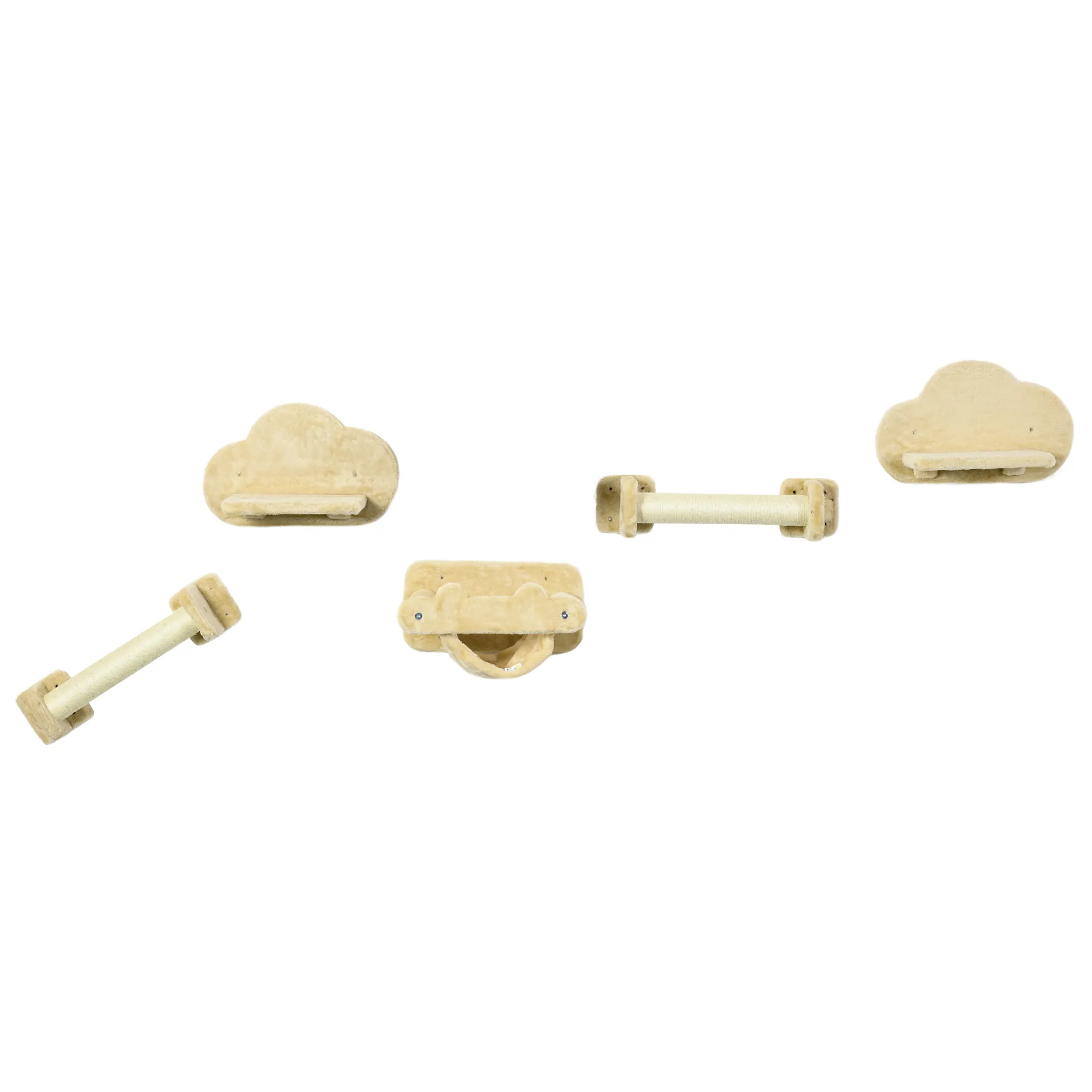 Katzentreppe Beige 44B x 22T x 28H cm mit Hängematte und Kratzstämmen