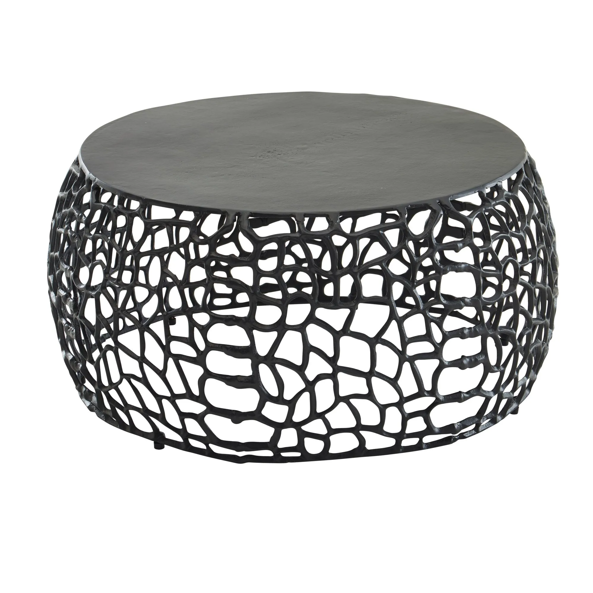 Wohnling Couchtisch Metall Schwarz 66x66x30 cm Sofatisch Aluminium Rund
