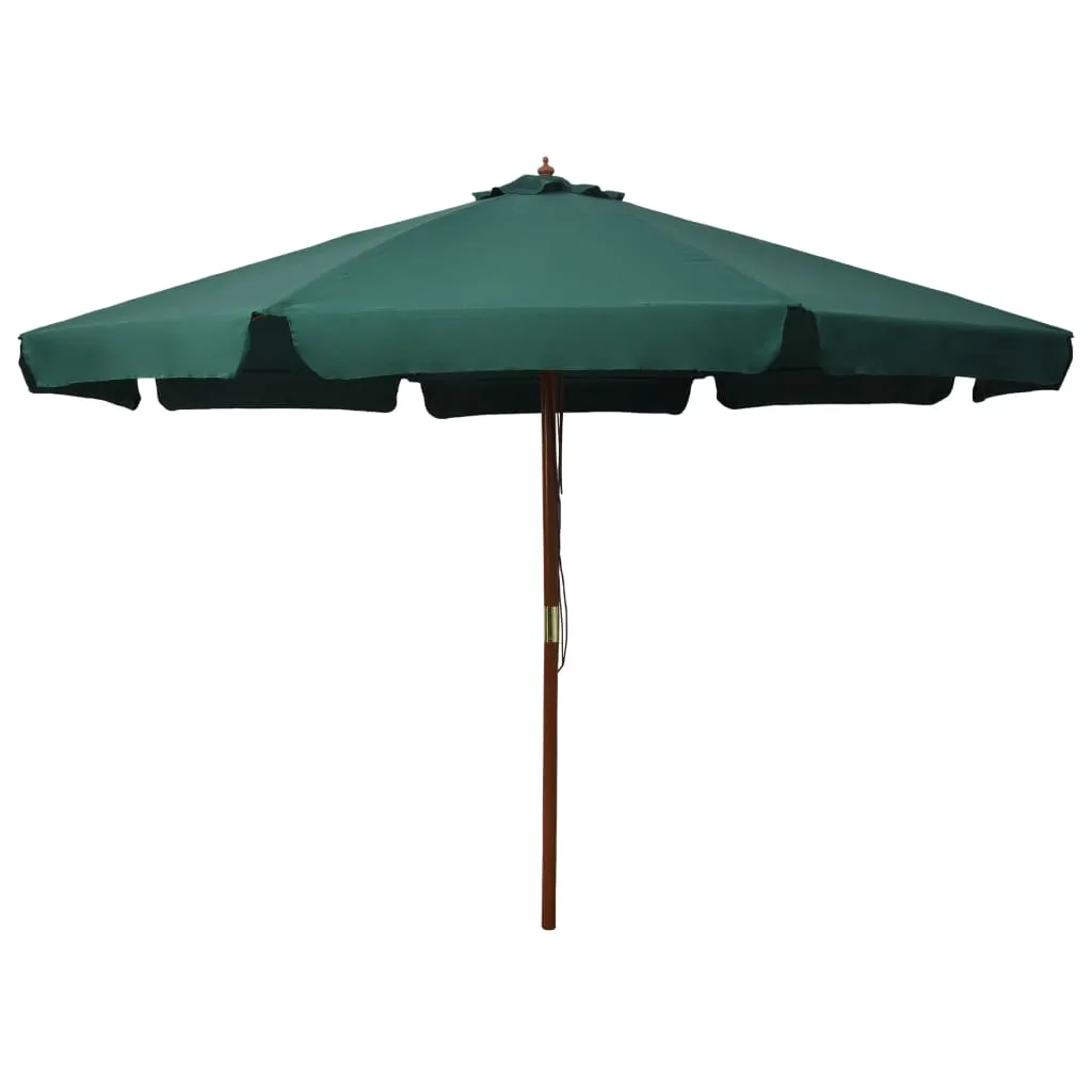 Grüner Terrassenschirm 330x240 cm mit robustem Massivholz-Mast