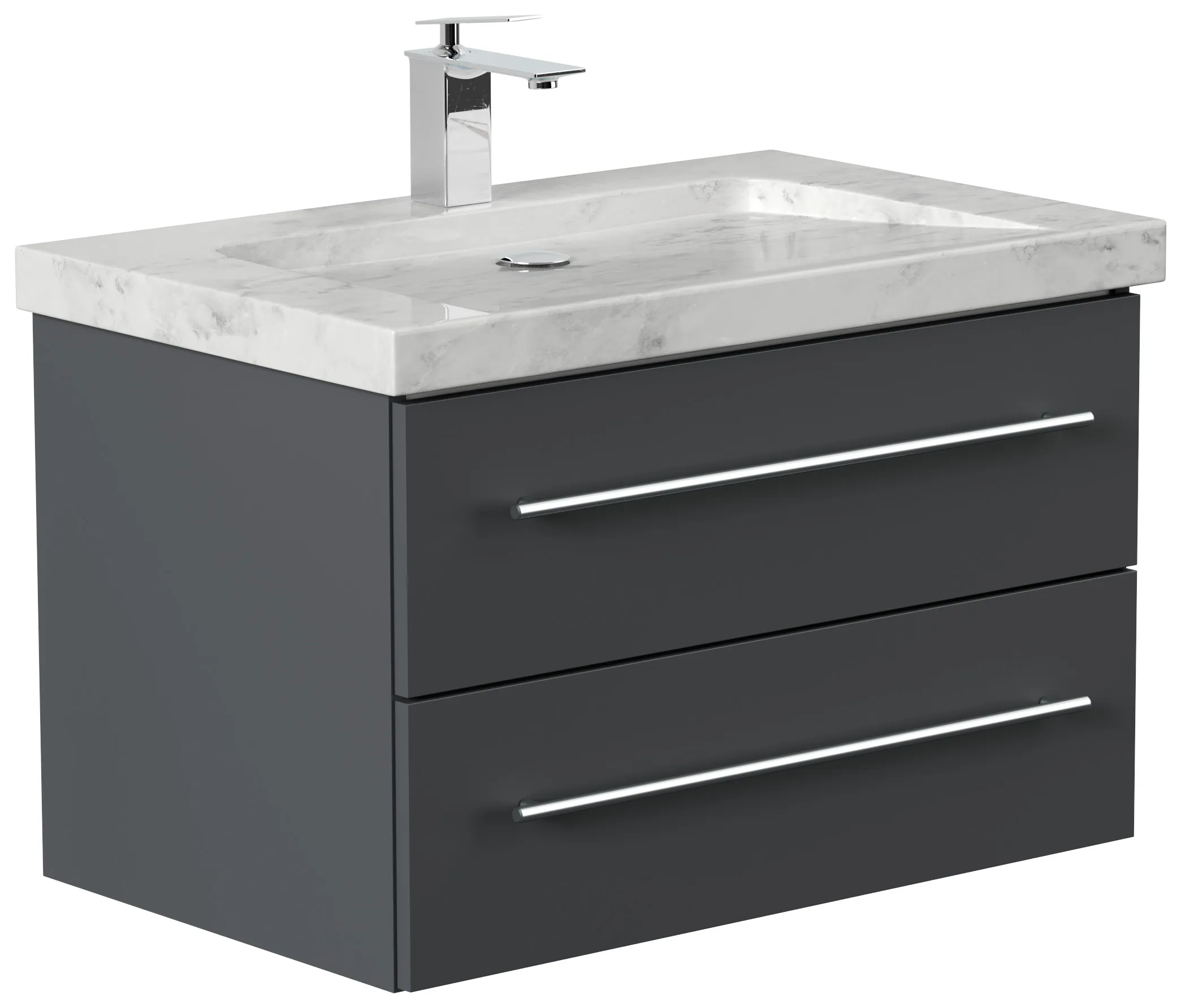 Badmöbel Marmor Carrara White YAMO 75 cm 1 Hahnloch SoftClose grafit