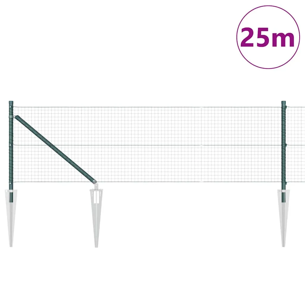 Outdoor-Fence-Post-Set Grün 2500 x 3,2 x 60 cm Stahl-Zaunpfosten