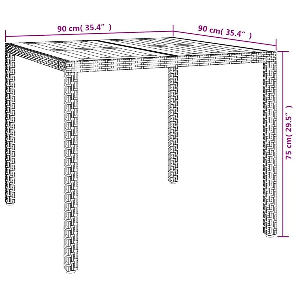 Gartentisch Grau 90 x 90 x 75 cm Poly-Rattan