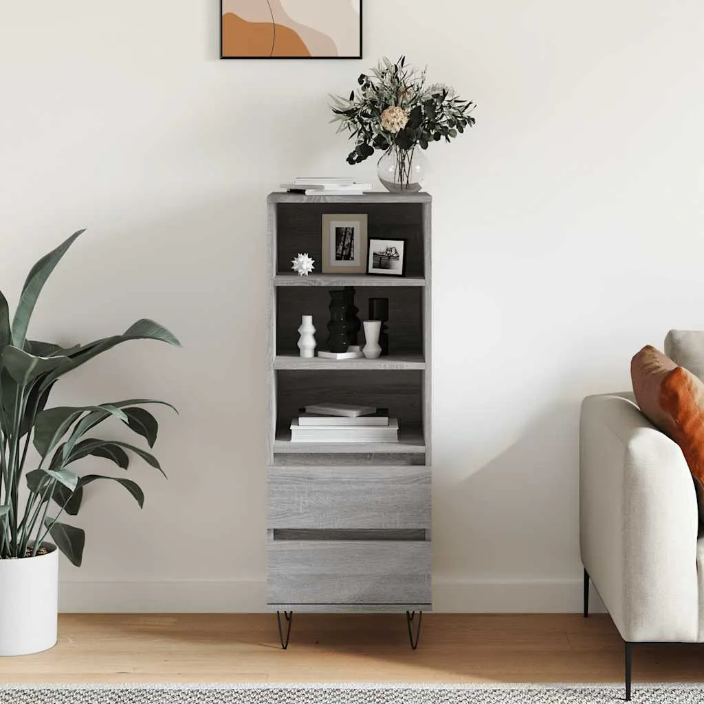 Highboard 40 x 36 x 110 cm Grau Sonoma aus Holzwerkstoff und Metall