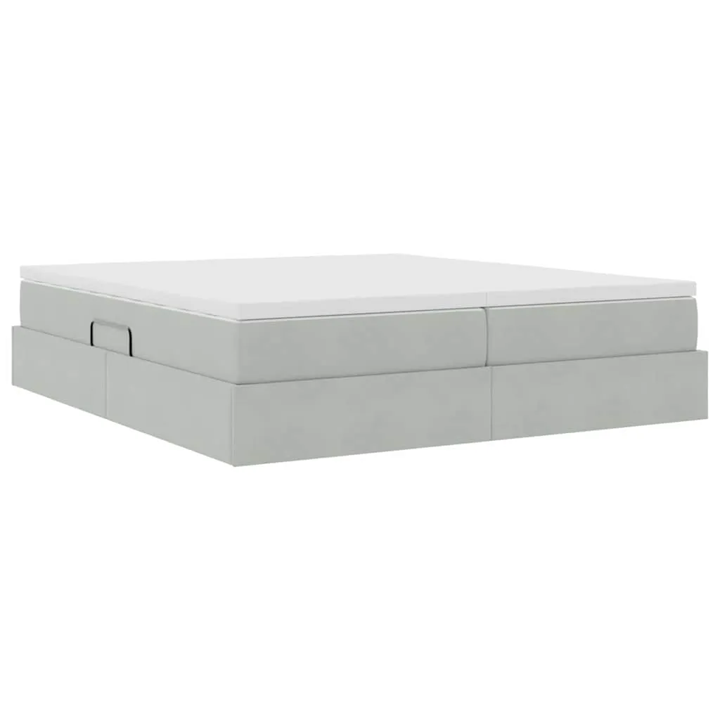 Stauraumbett mit Matratze 204 x 180 x 48,5 cm Hellgrau