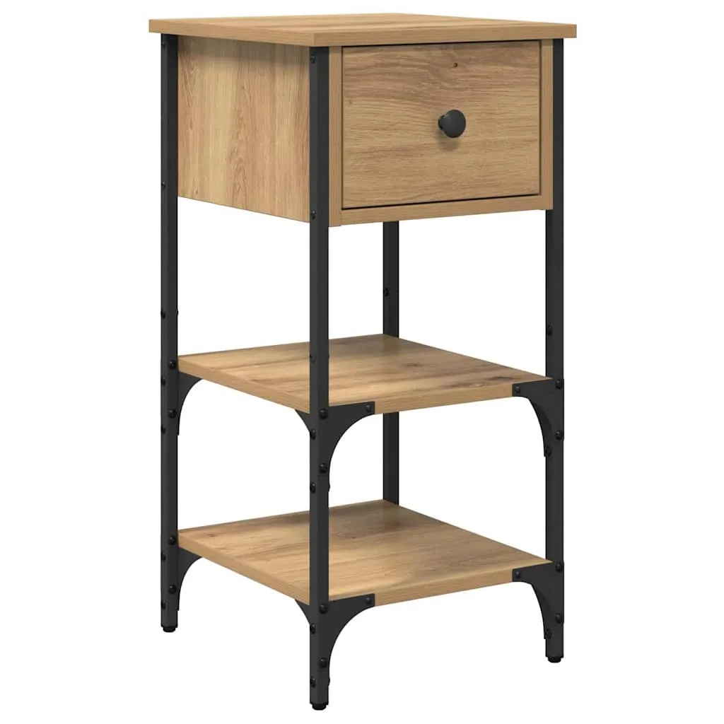 Moderner Nachttisch 33,5x36x70 cm Braun aus massivem Holz