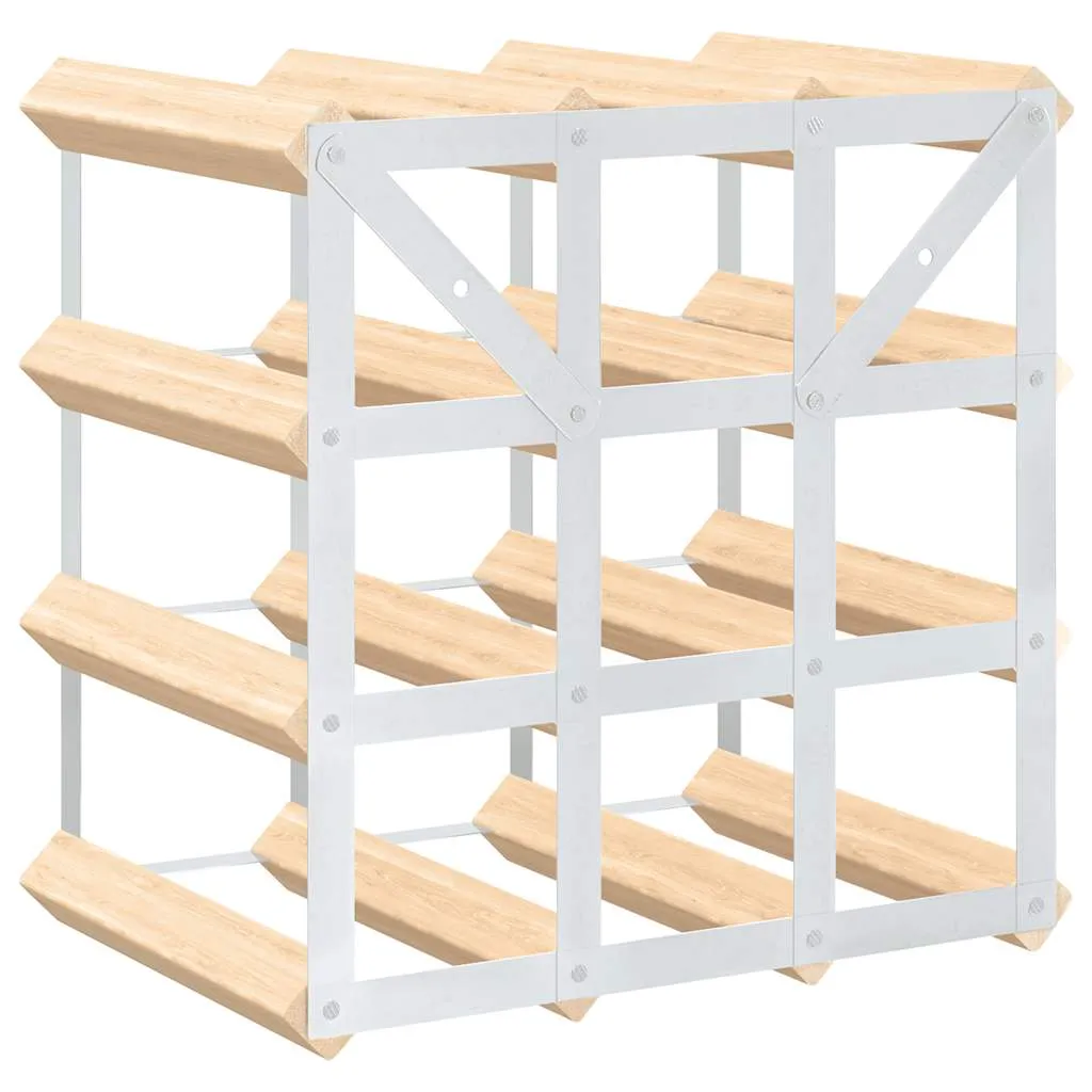 Modernes Weinregal aus Massivholz und verzinktem Stahl 32,5x22,5x32,5 cm