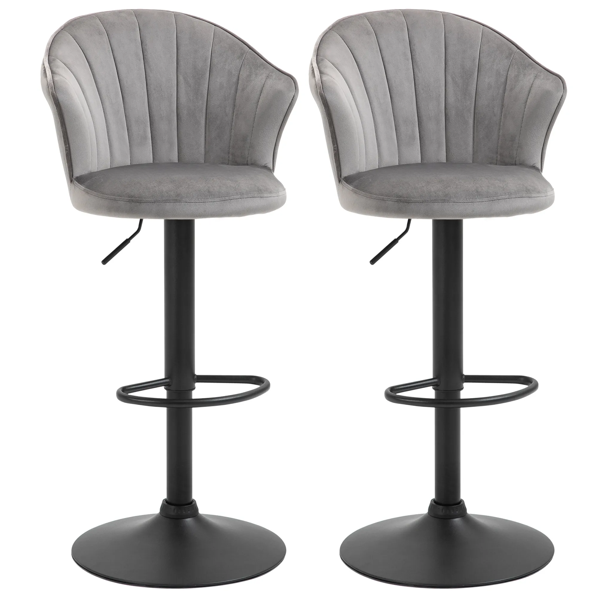 Elegante Barhocker Grau 54B x 56T x 91-111H cm im 2er-Set