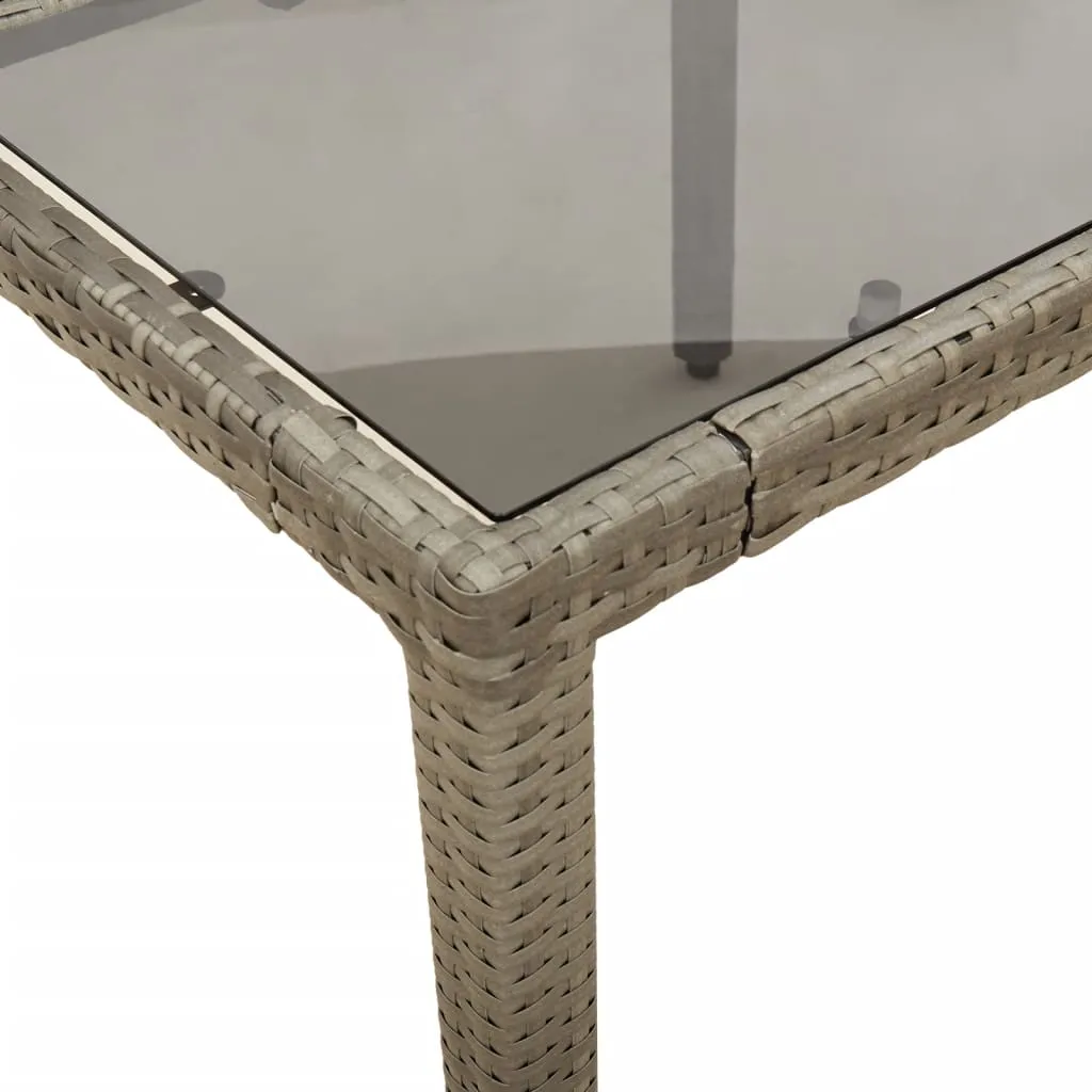 Gartentisch mit Glasplatte 190 x 90 x 75 cm Grau
