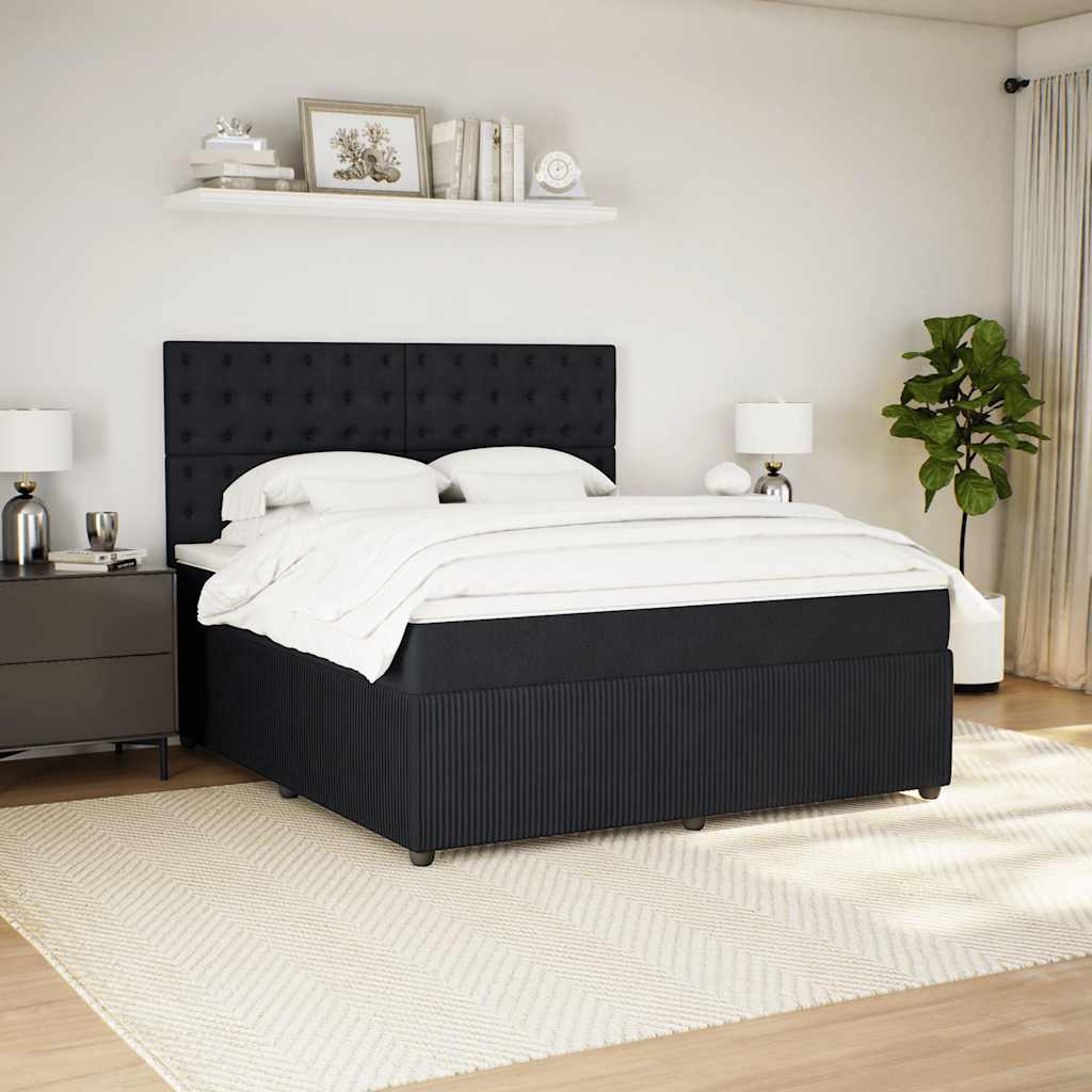 Boxspringbett Samt mit LED-Beleuchtung 180x200 cm Schwarz