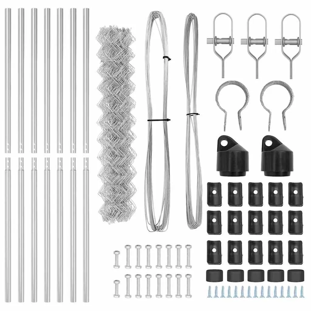 Zaunpfosten-Set aus Stahl Silber 1000 x 3,2 x 160 cm