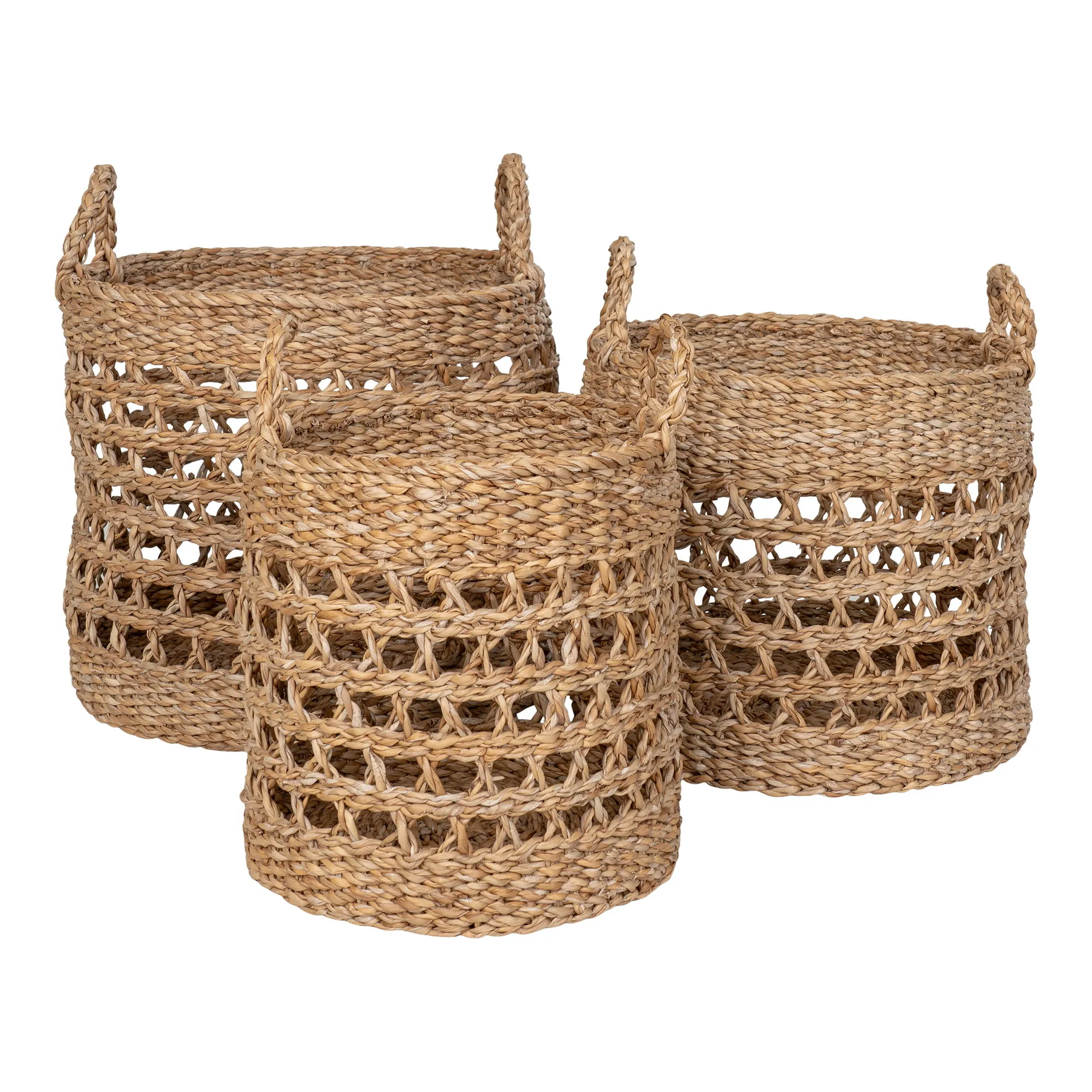 tinkaro Balok Körbe Set aus Seegras 28/32/36 cm Natur/Schwarz
