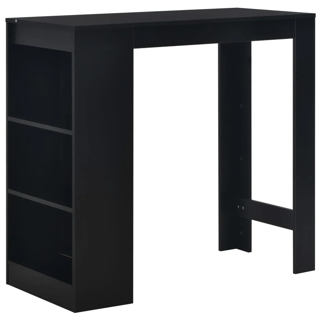 Stehtisch Schwarz 110 x 50 x 103 cm aus Holzwerkstoff mit 3-stufigem Regal