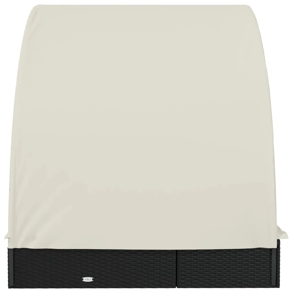 2-Personen Sonnenliege mit Dach Schwarz 211x112x140 cm