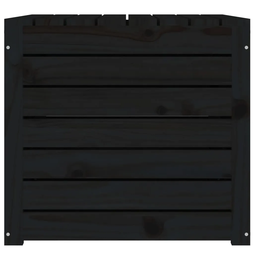 Gartenbox aus massivem Kiefernholz 101 x 50,5 x 46,5 cm Schwarz