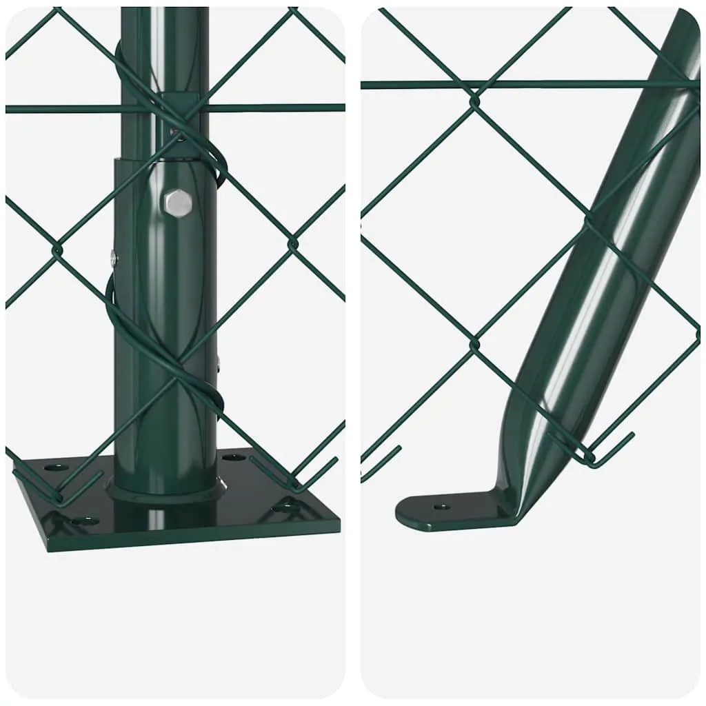 Zaunpfosten-Set aus Stahl und PVC Grün 1000 x 3,2 x 60 cm