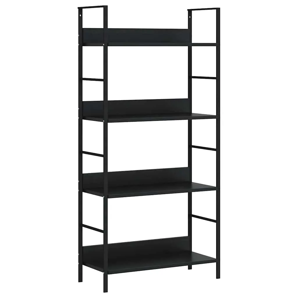 Schwarzes Standregal aus Holzwerkstoff und Stahl 60x27,6x124,5 cm