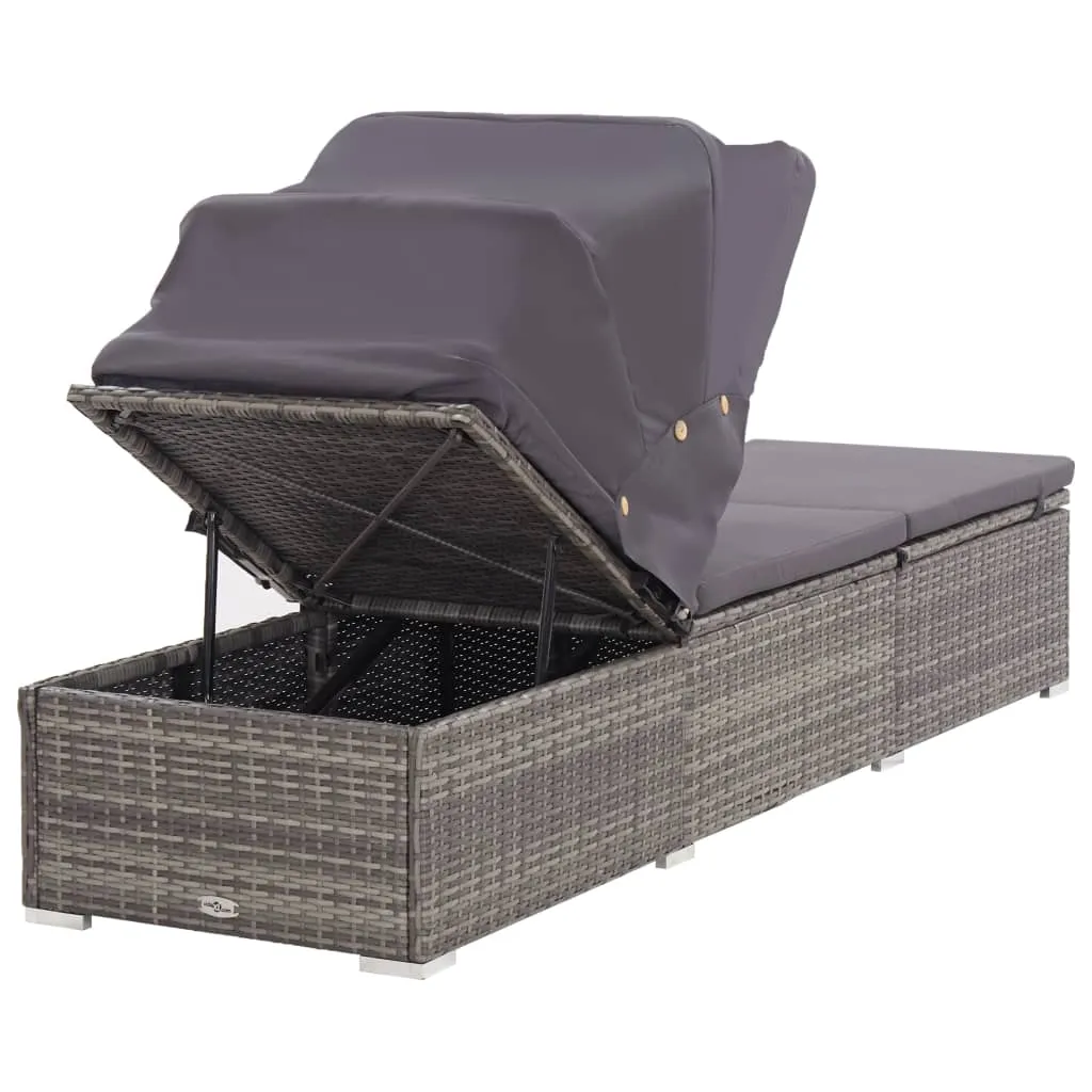 Sonnenliege aus PE-Rattan 195x60x110 cm in Grau