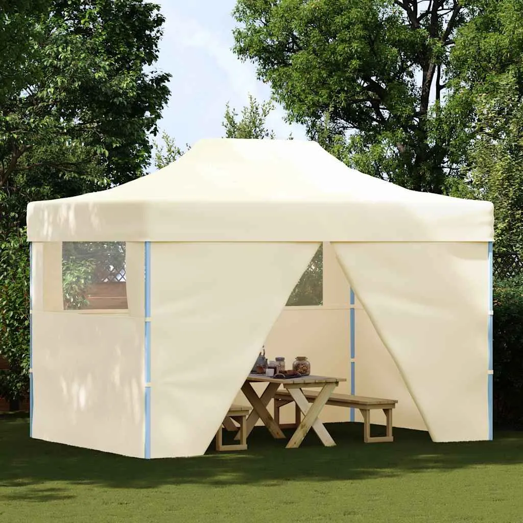 Faltbares Partyzelt 280x410x315 cm Creme mit UV- und Wasserbeständigem Dach
