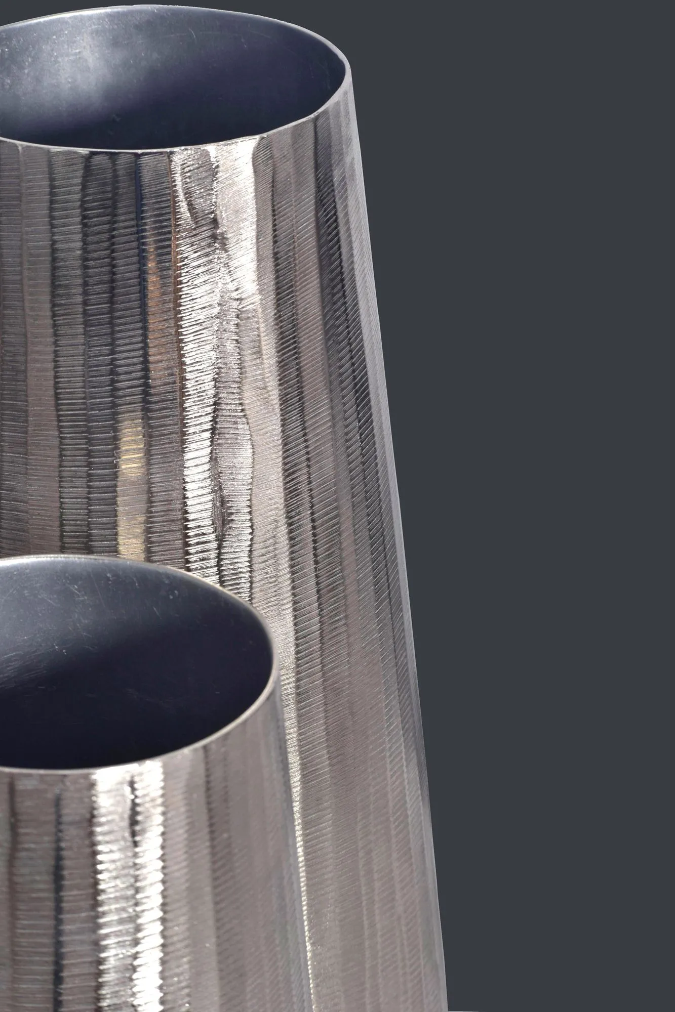 Deko Vase 2er Set Aluminium Silber Rund Blumenvase Modern