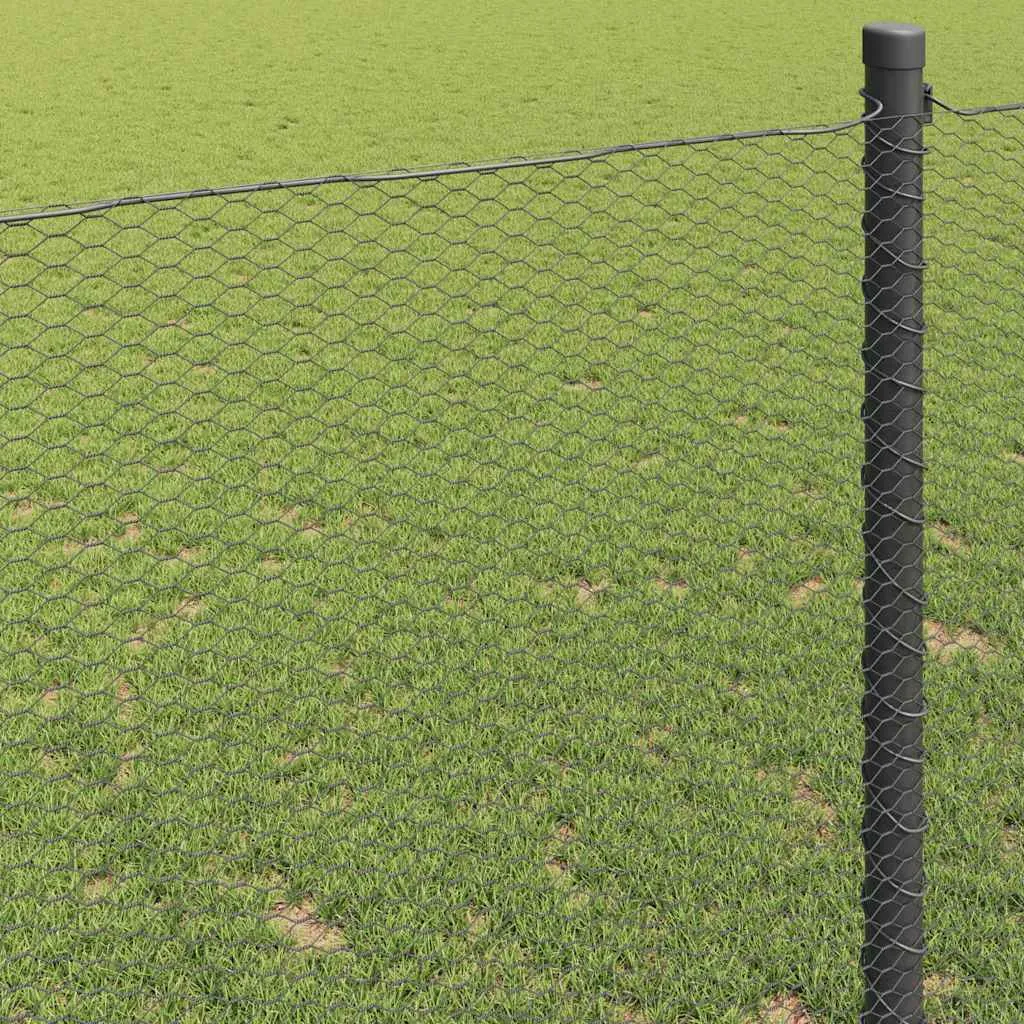 Hexagonzaun PVC Grau 10 x 1,4 m für Garten und Terrasse