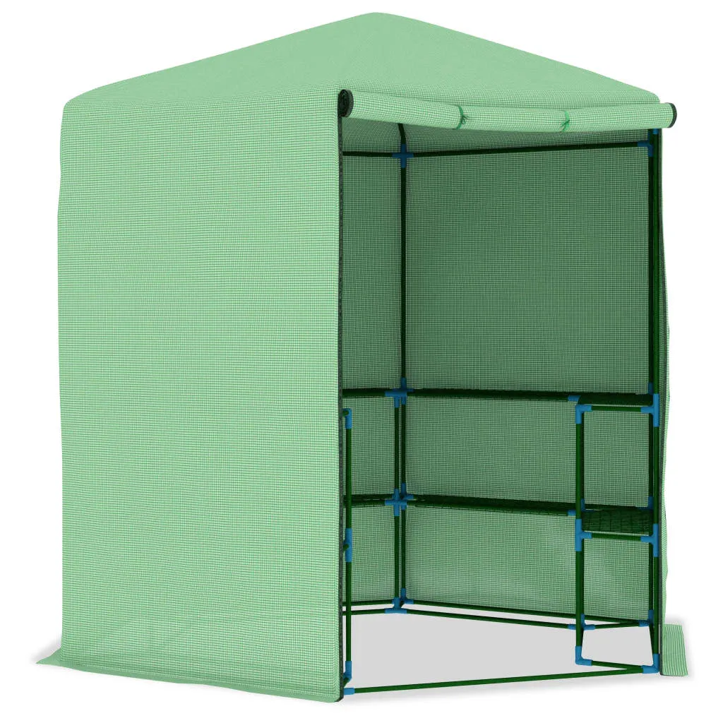 Gewächshaus 227x223 cm Grün mit PE-Netzgewebe und Stahlrahmen