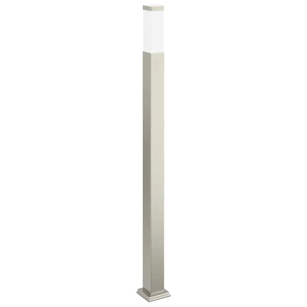 Silberne Pollerleuchte aus Edelstahl 10x10x110 cm mit IP44 Schutz