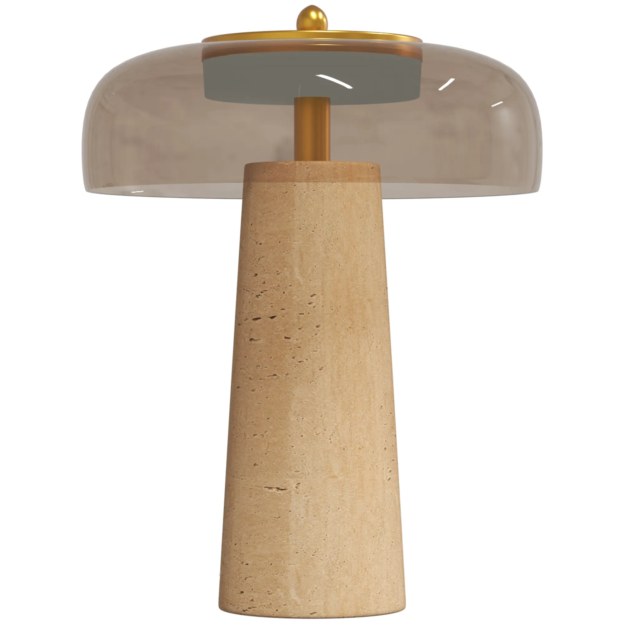 Tischlampe Vintage LED Travertin Glasschirm Bernstein 23x23x31 cm
