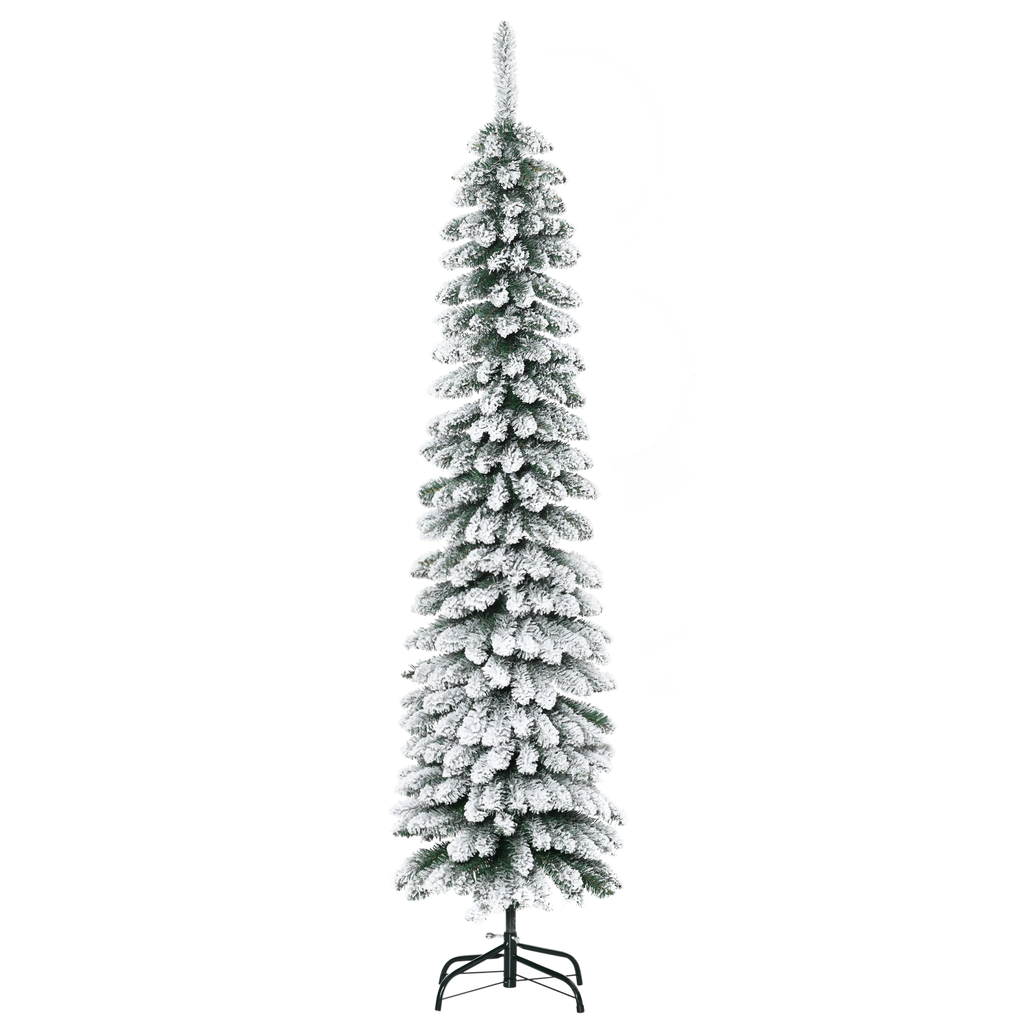 Künstlicher Weihnachtsbaum schneebedeckt schmal 180 cm Grün/Weiß