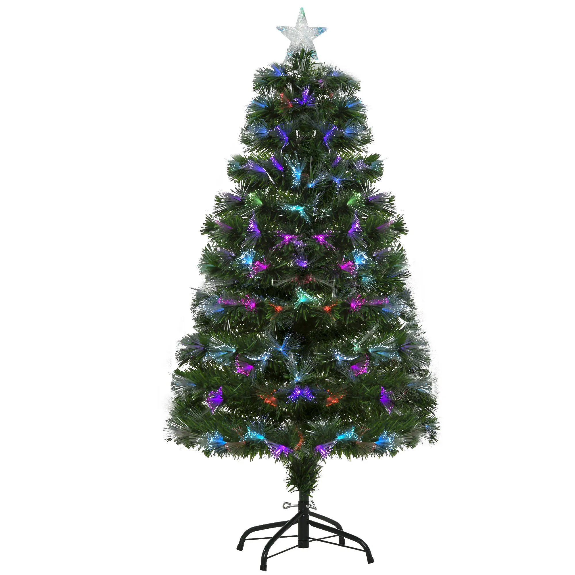 Weichnachtsbaum künslicher Weihnachtsbaum Christbaum, LED-Lichter, Sternspitze, 66 cm x 66 cm x 120 cm, Grün