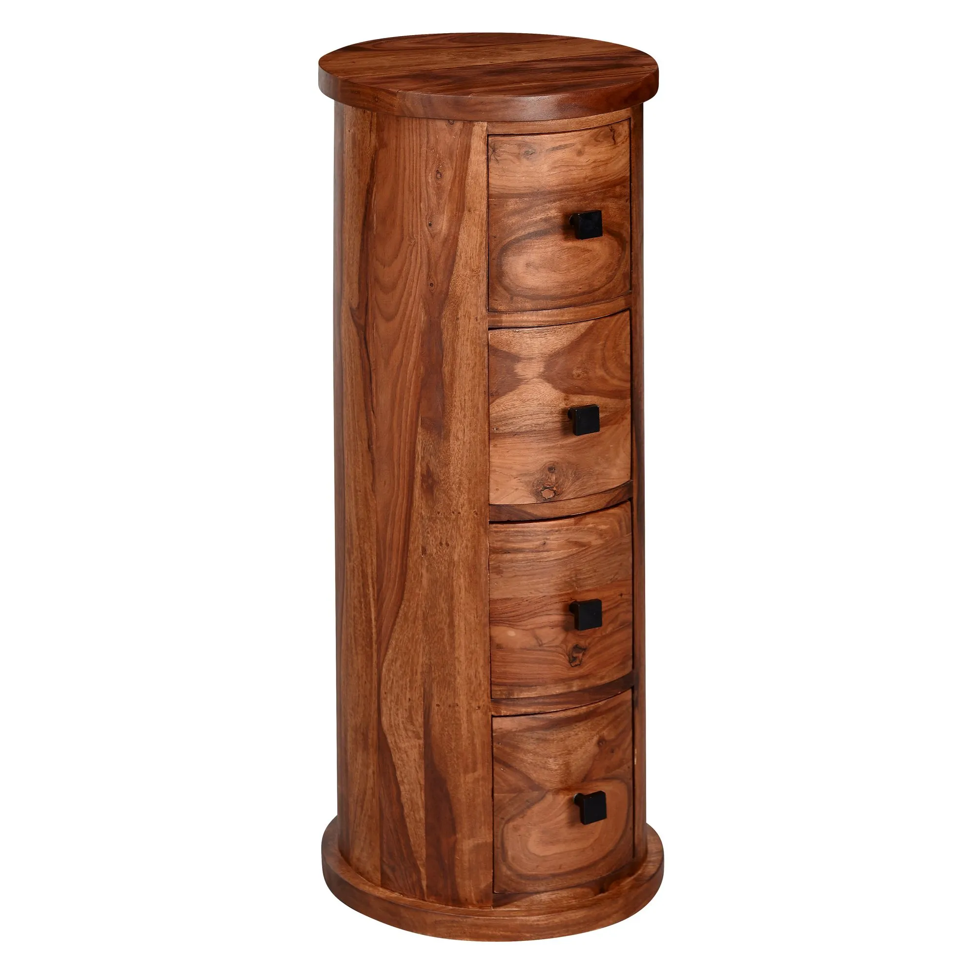 tinkaro Sideboard rund ABELINA Sheesham Massivholz Kästchen Braun