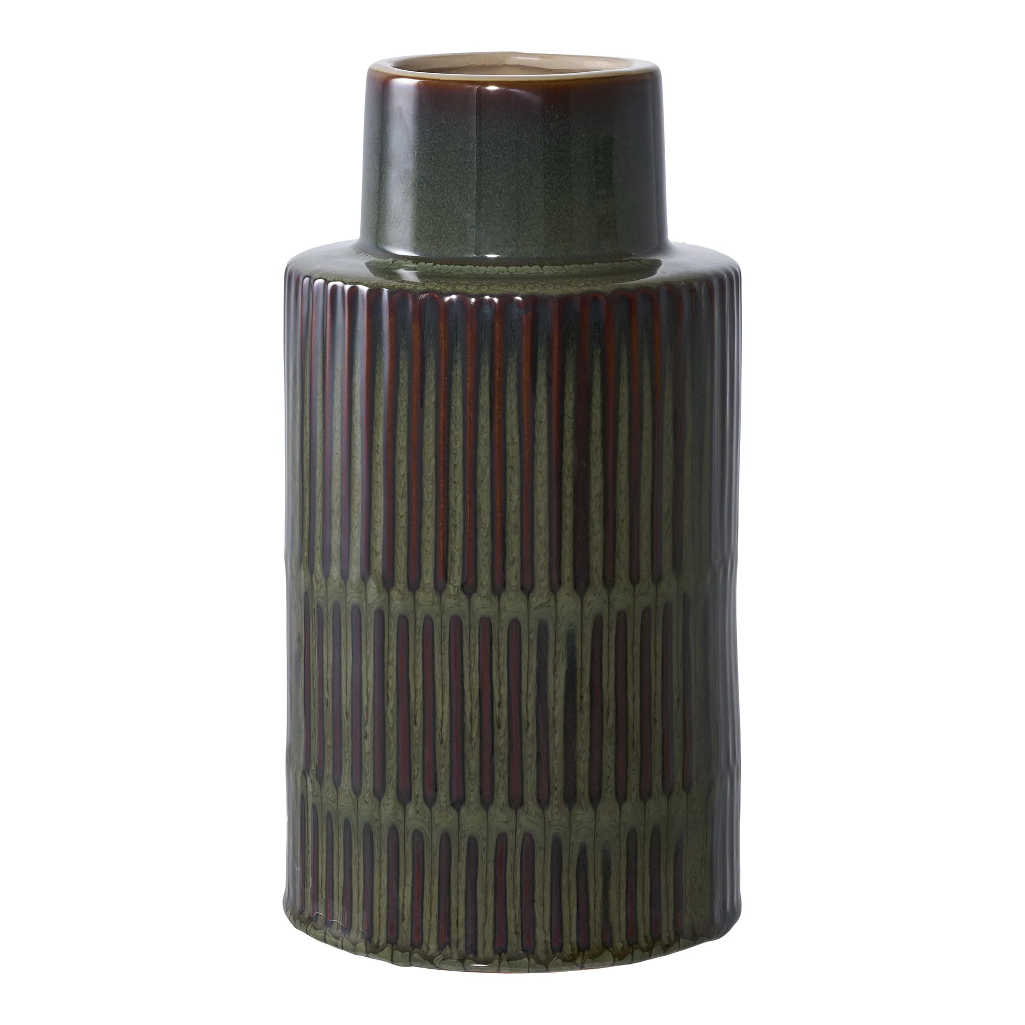 tinkaro Vase Keramik ø16x30 cm Grün-Braun