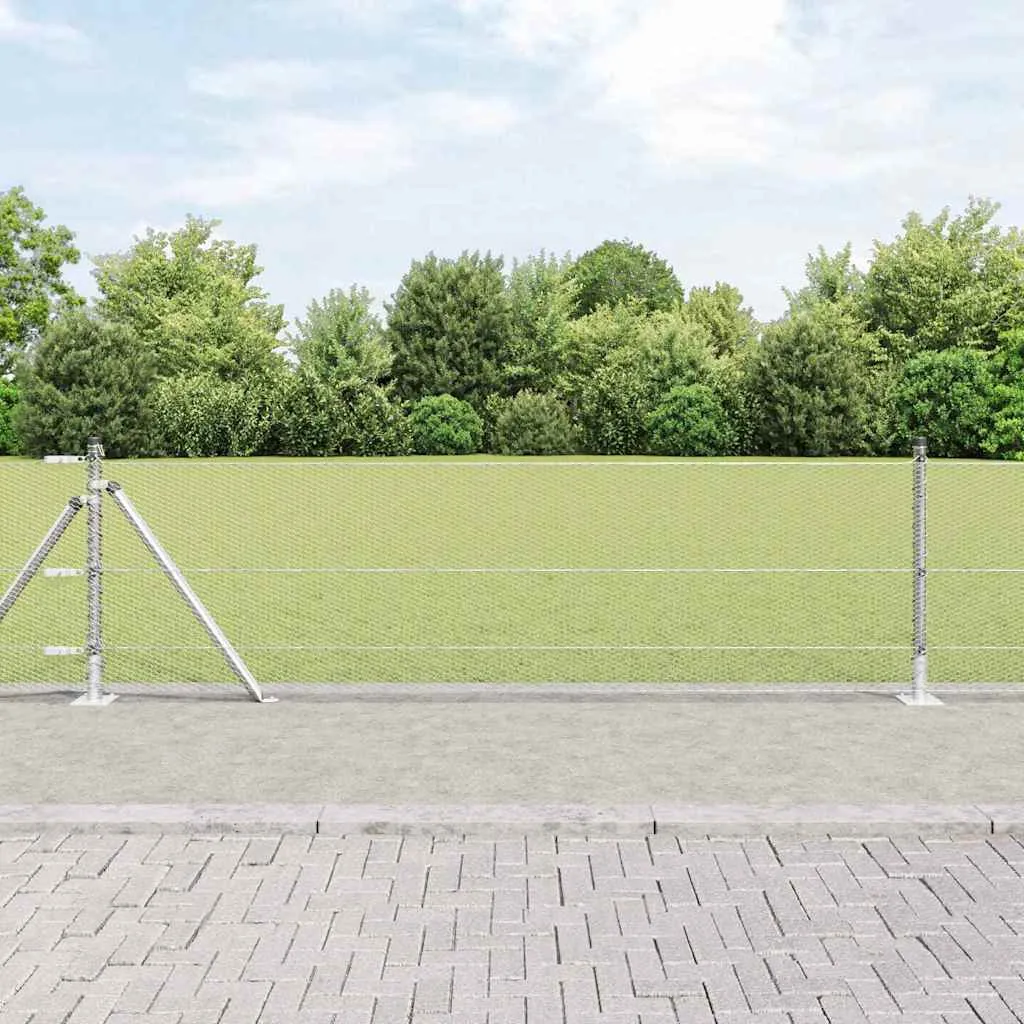 Outdoor-Hexagon-Zaun mit Betonbasis 25 x 0,5 m Silber Netz