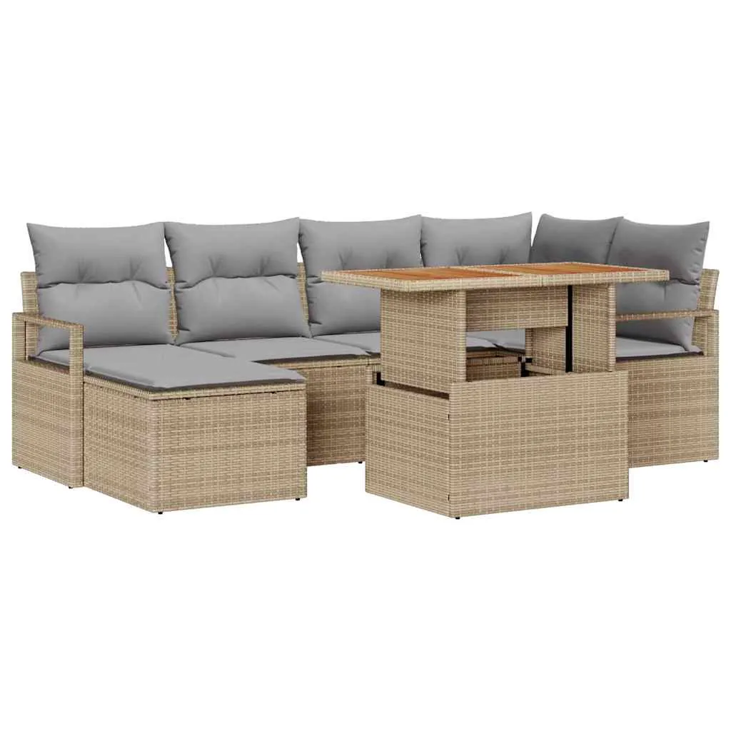 Modulares Garten-Dining-Set 55x55 cm in Beige und Grau mit Echtholz