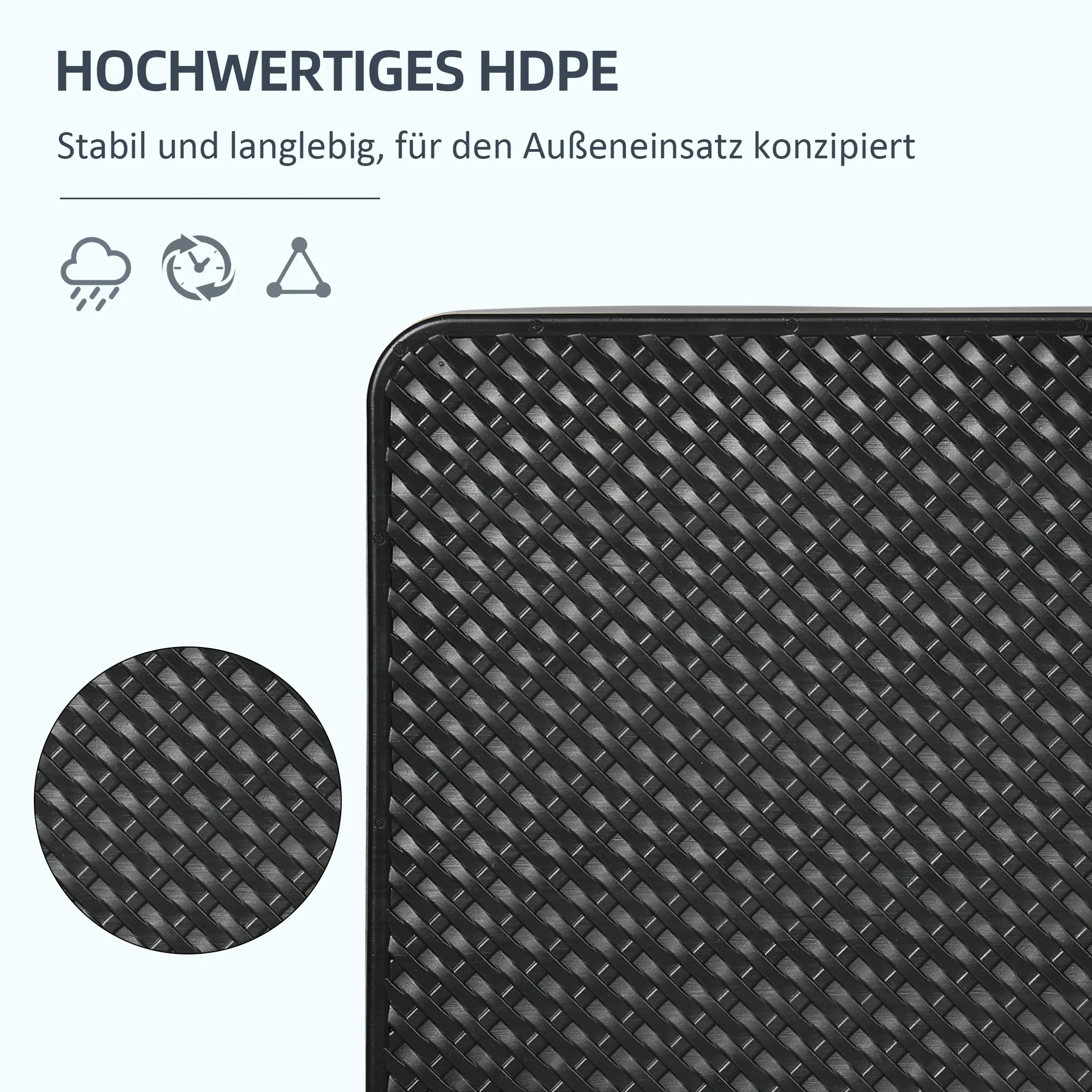 Sonnenschirmständer Schwarz 100x100x8 cm aus HDPE