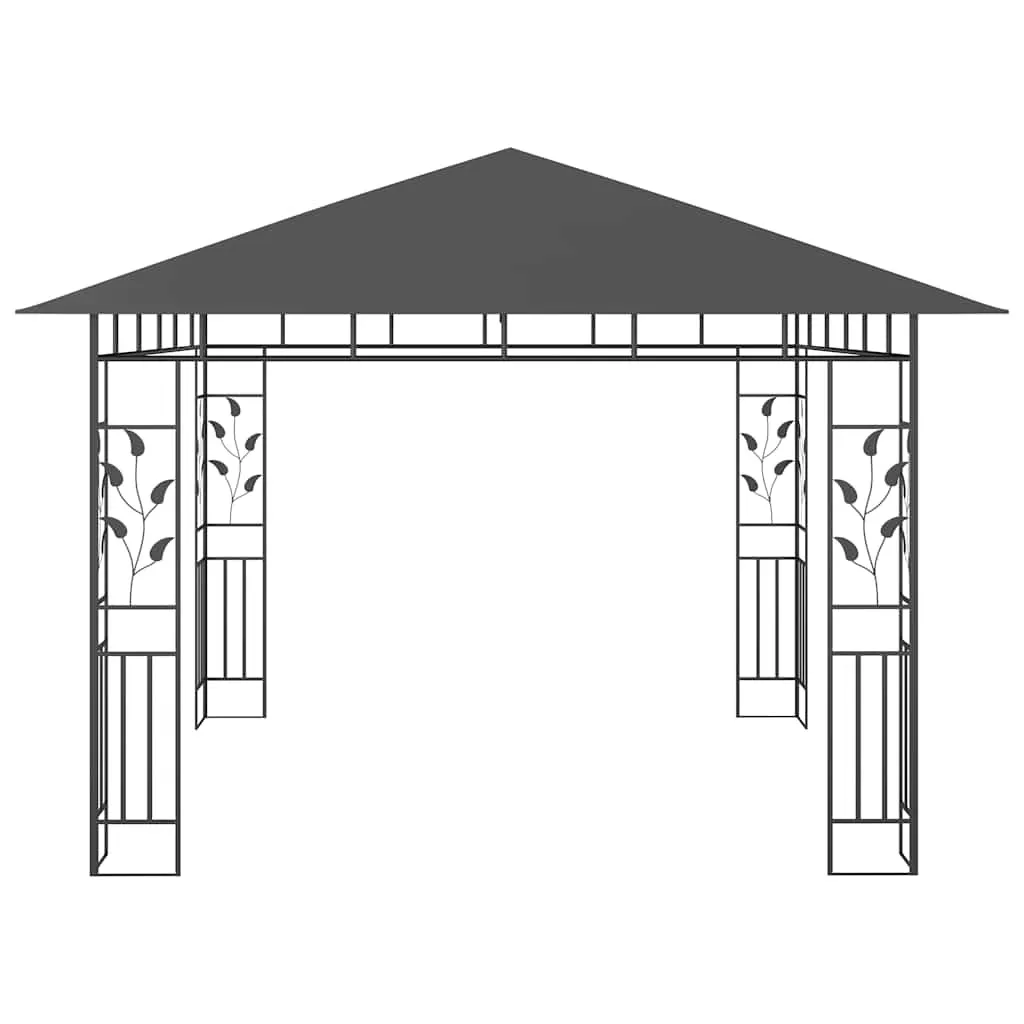 Pavillon 3x3 m Anthrazit mit Metallrahmen und Stoff-Sonnendach