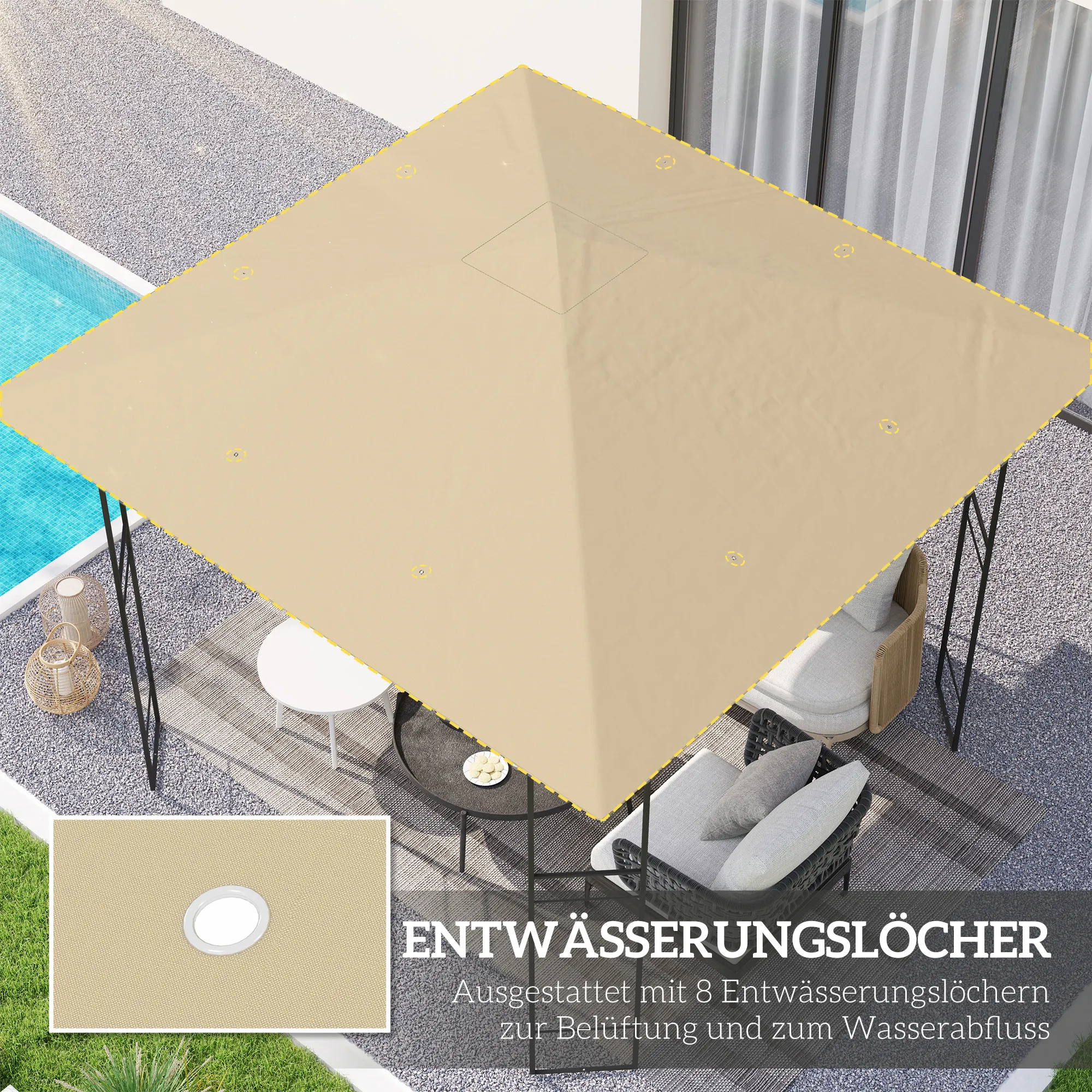 Pavillon Ersatzdach 3x3m Beige