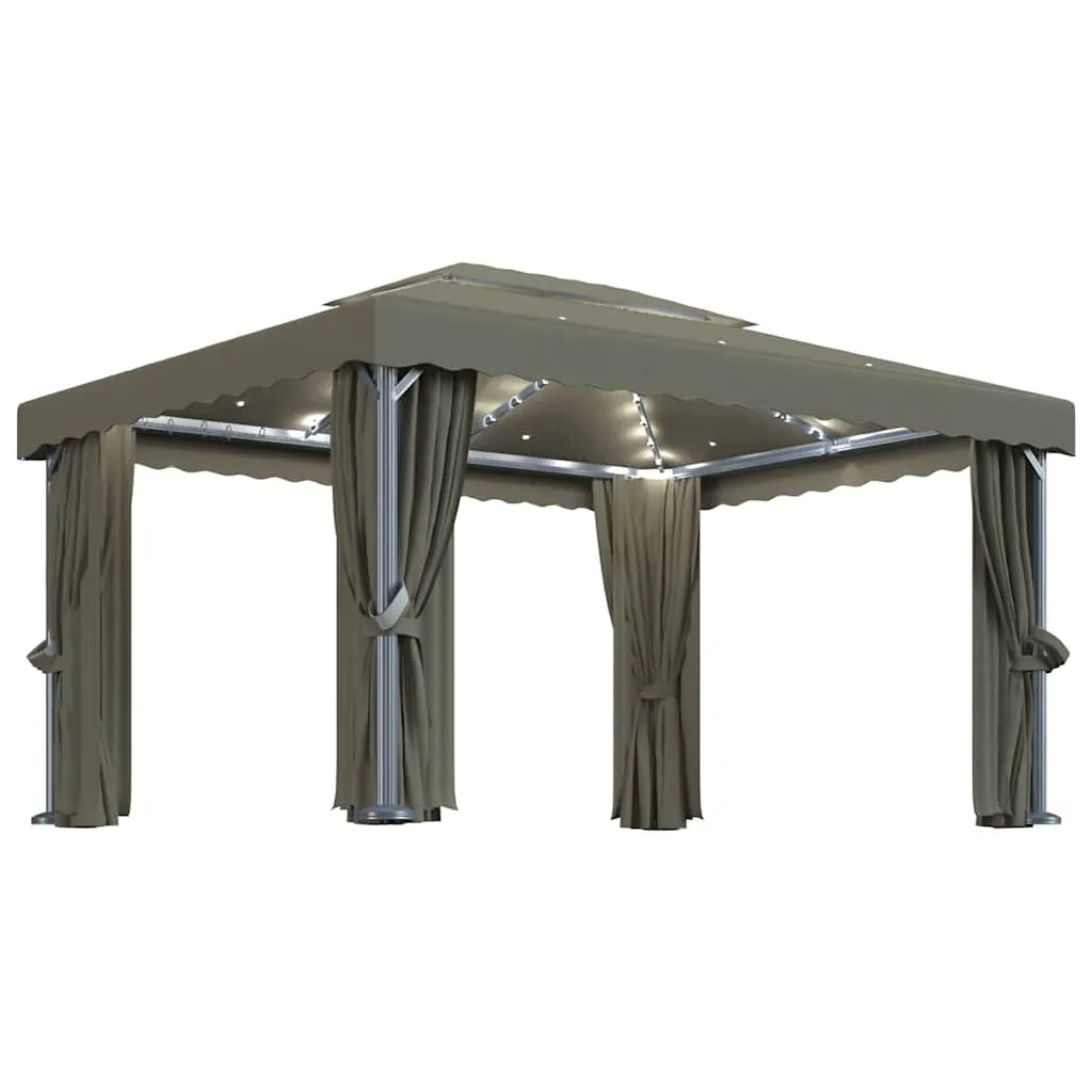 Pavillon 4x3 m Taupe mit Aluminiumgestell und Doppeldach