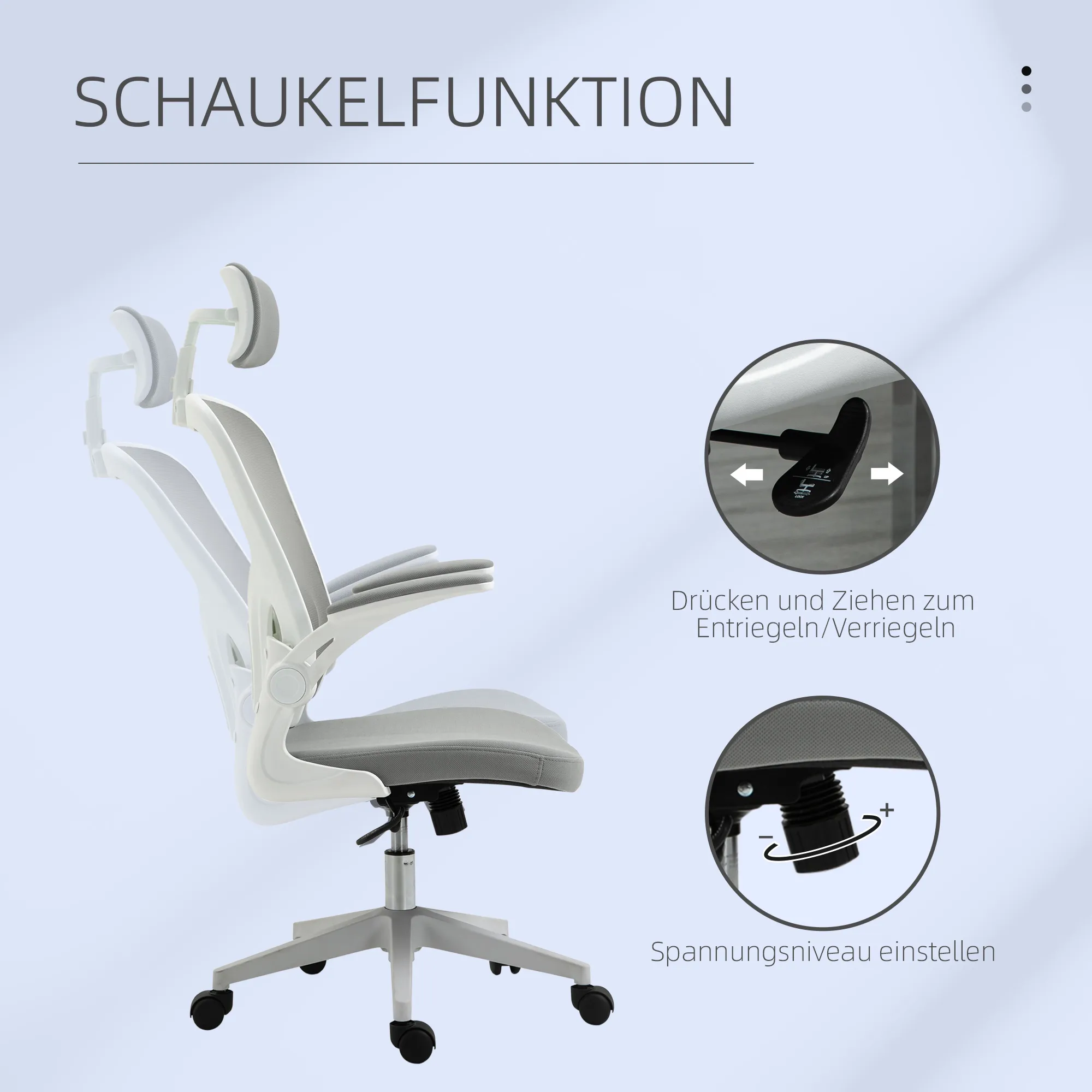 Ergonomischer Bürostuhl Grau 65B x 64T x 114-122H cm