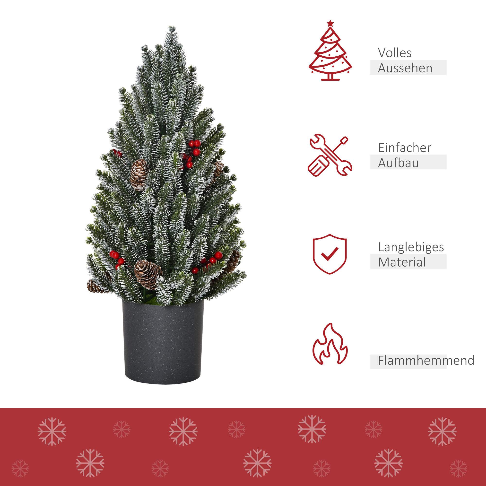 Mini Weihnachtsbaum künstlich mit Übertopf, 50 cm, Grün