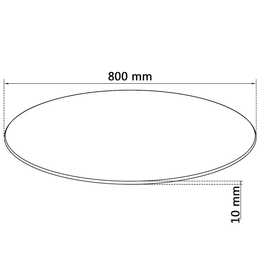 Tischplatte aus gehärtetem Glas 800 mm Durchmesser Schwarz