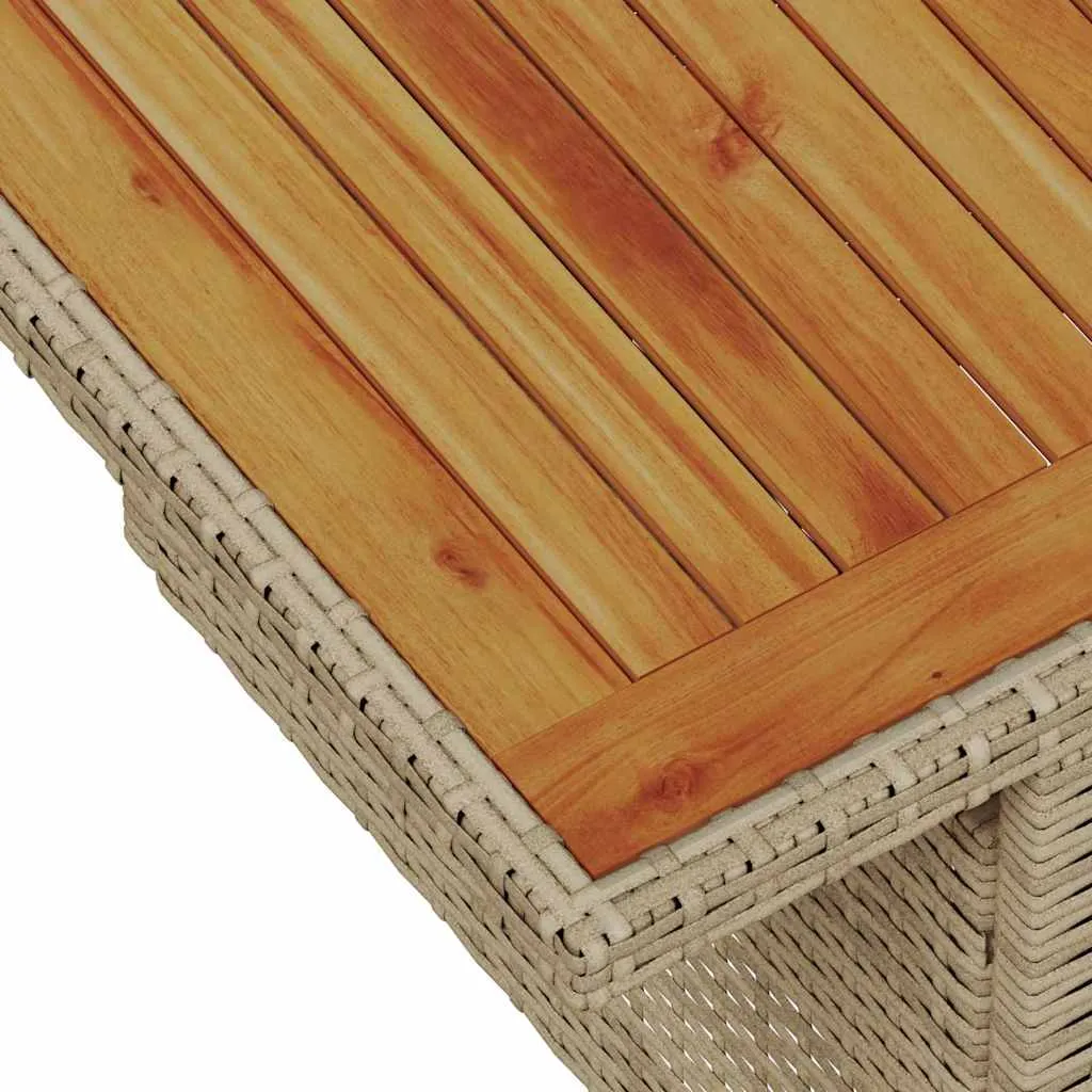 Poly-Rattan Garten-Esszimmer-Set 100x55x73 cm Beige Creme mit Echtholz