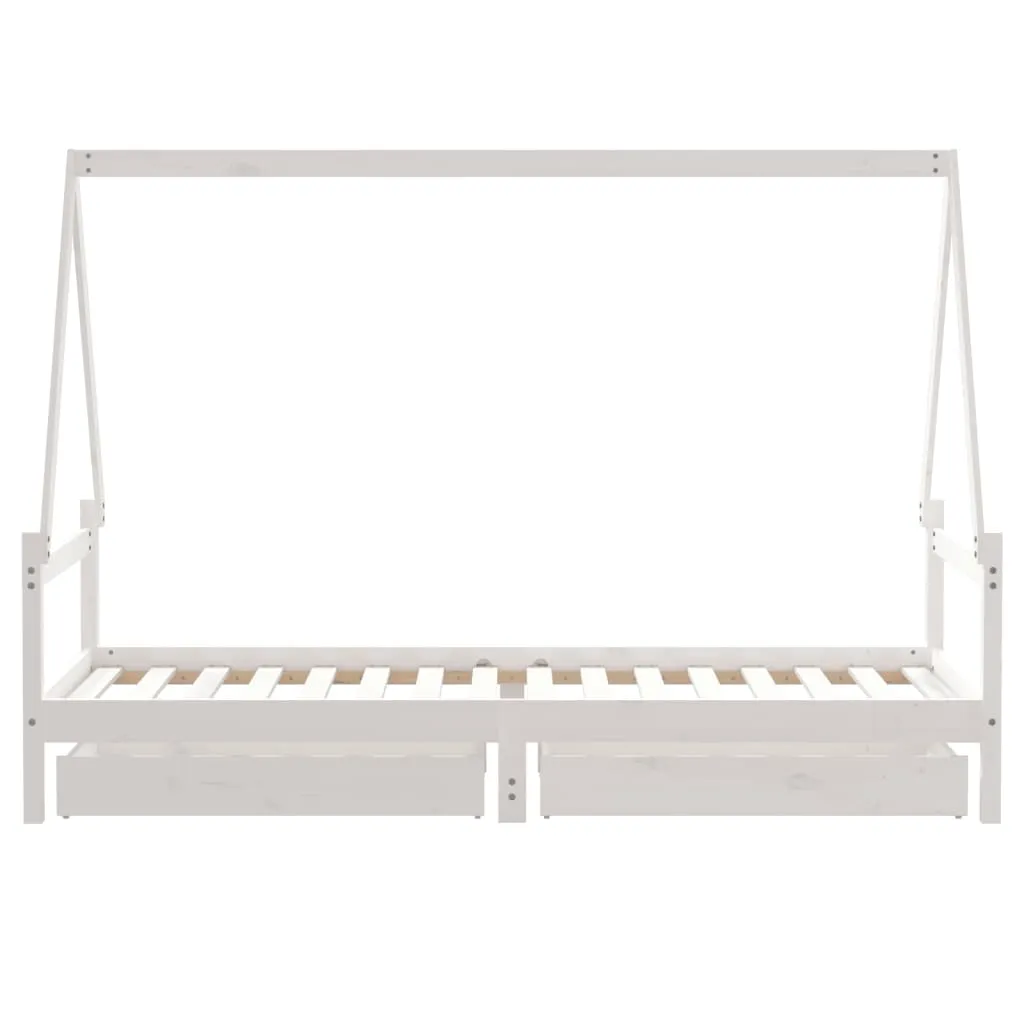 Kinderbett Hausform aus massivem Kiefernholz Weiß 205,5x85,5x143 cm