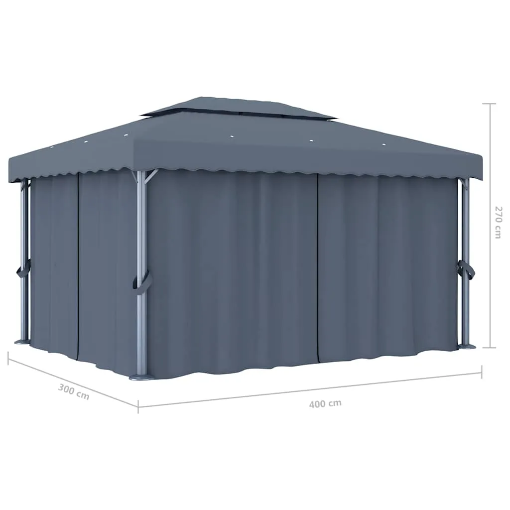 Pavillon 4x3 m Anthrazit mit Aluminium- und Stahlgestell